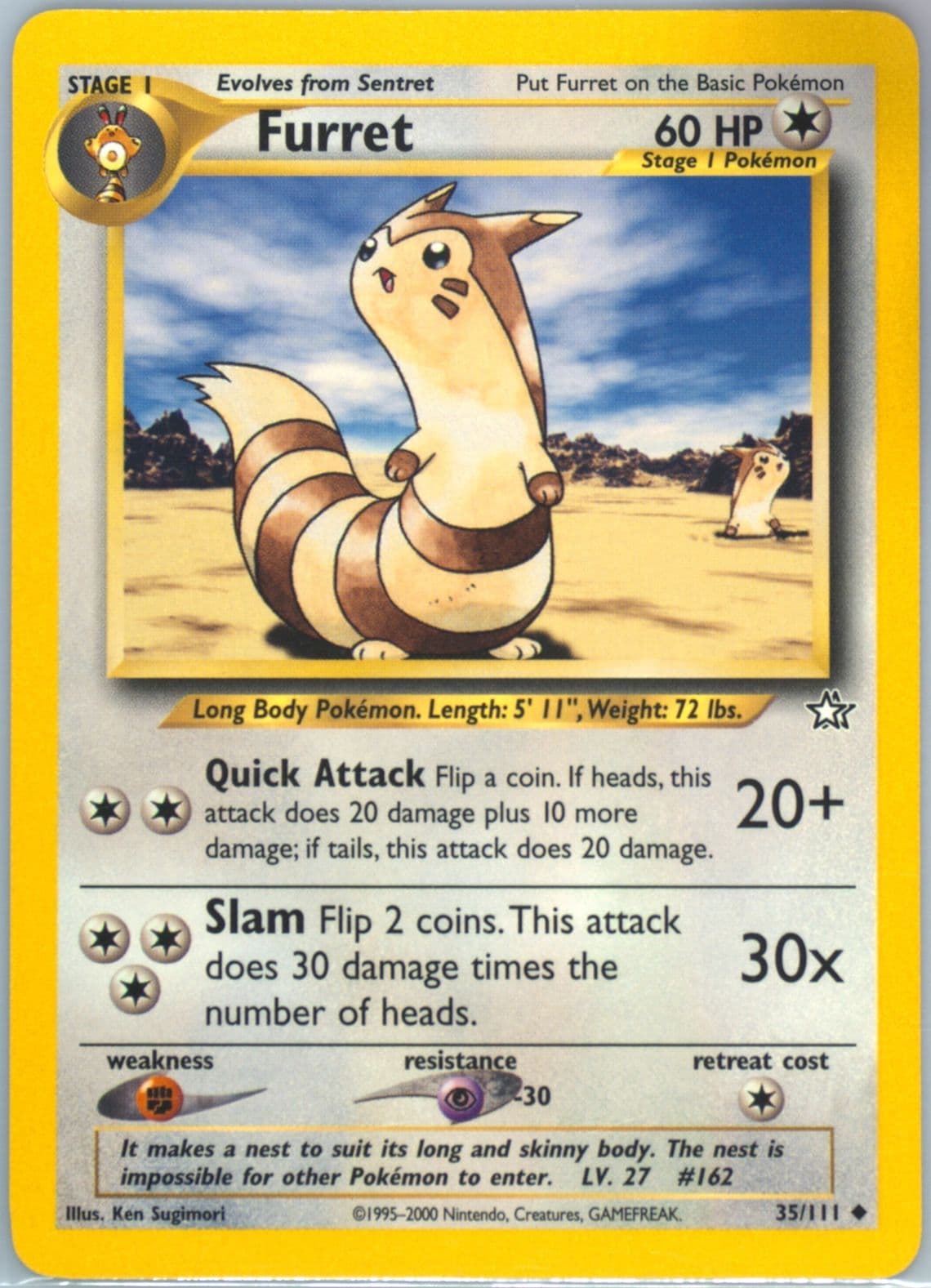Furret (35) 2000 Pokemon Neo Genesis