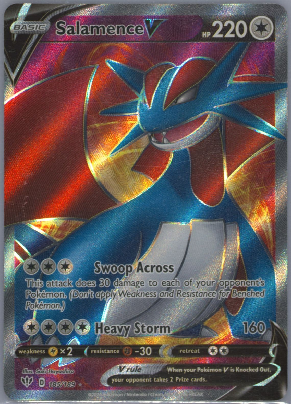 Full Art/Salamence V (185) 2020 Pokemon Sword & Shield Darkness Ablaze