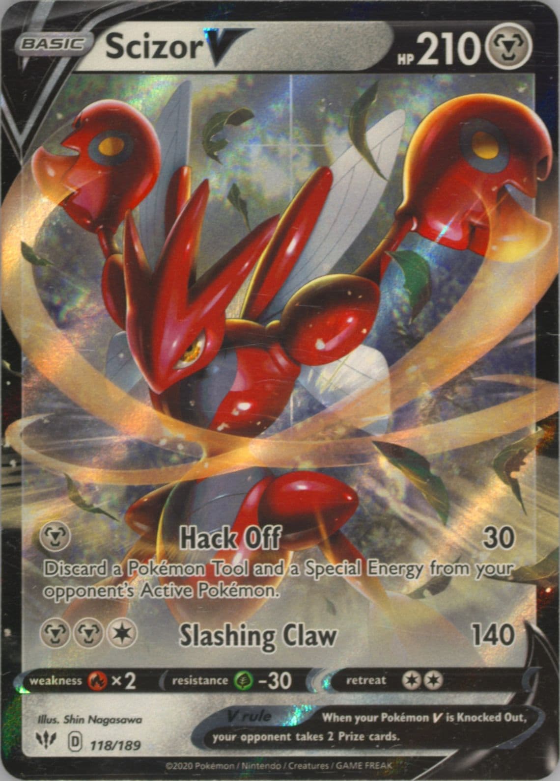 Scizor V (118) 2020 Pokemon Sword & Shield Darkness Ablaze