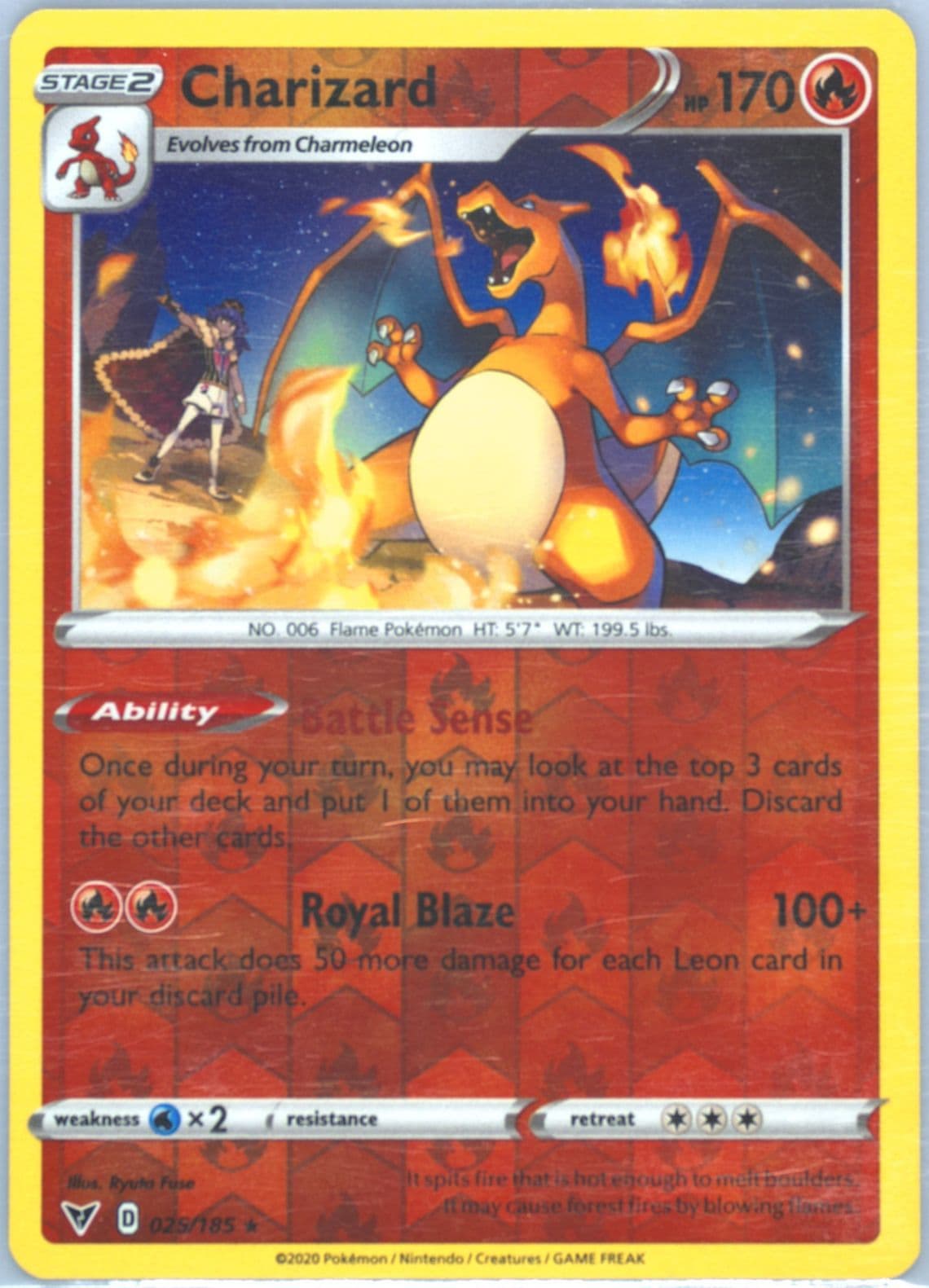 Charizard-Reverse Foil (025) 2020 Pokemon Sword & Shield Vivid Voltage