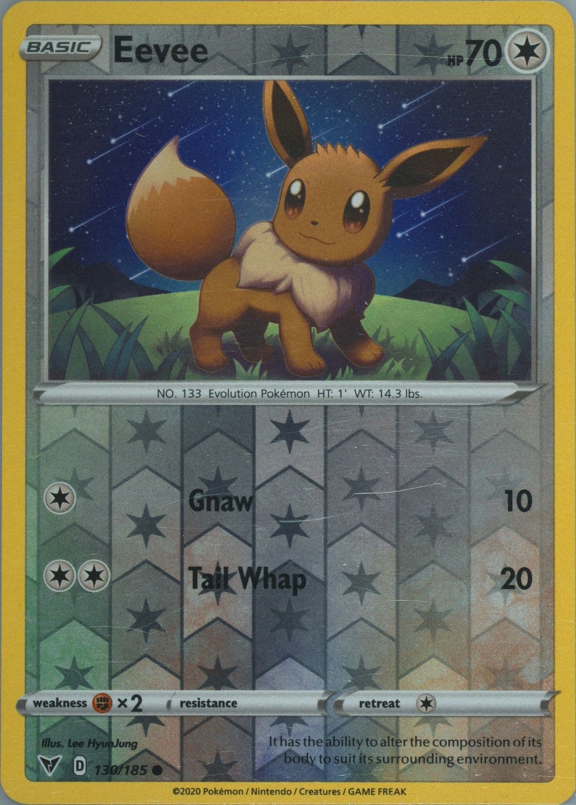 Eevee-Reverse Foil (130) 2020 Pokemon Sword & Shield Vivid Voltage