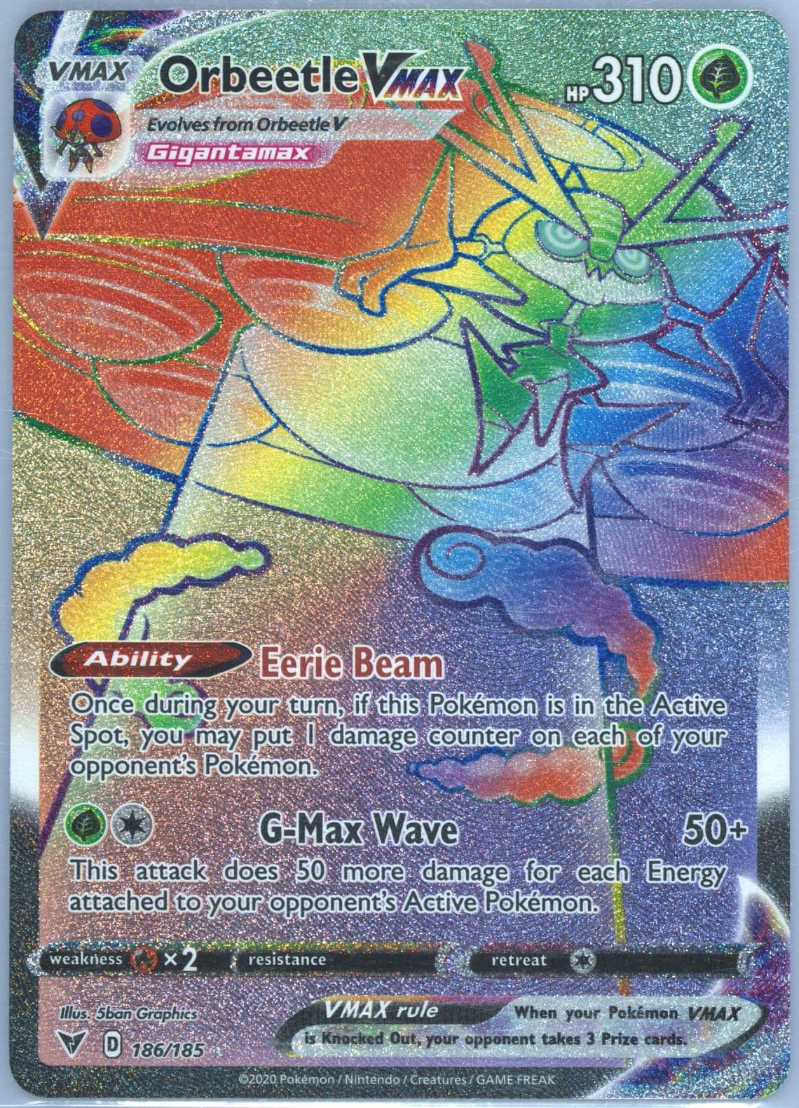 Full Art/Orbeetle Vmax Secret (186) 2020 Pokemon Sword & Shield Vivid Voltage