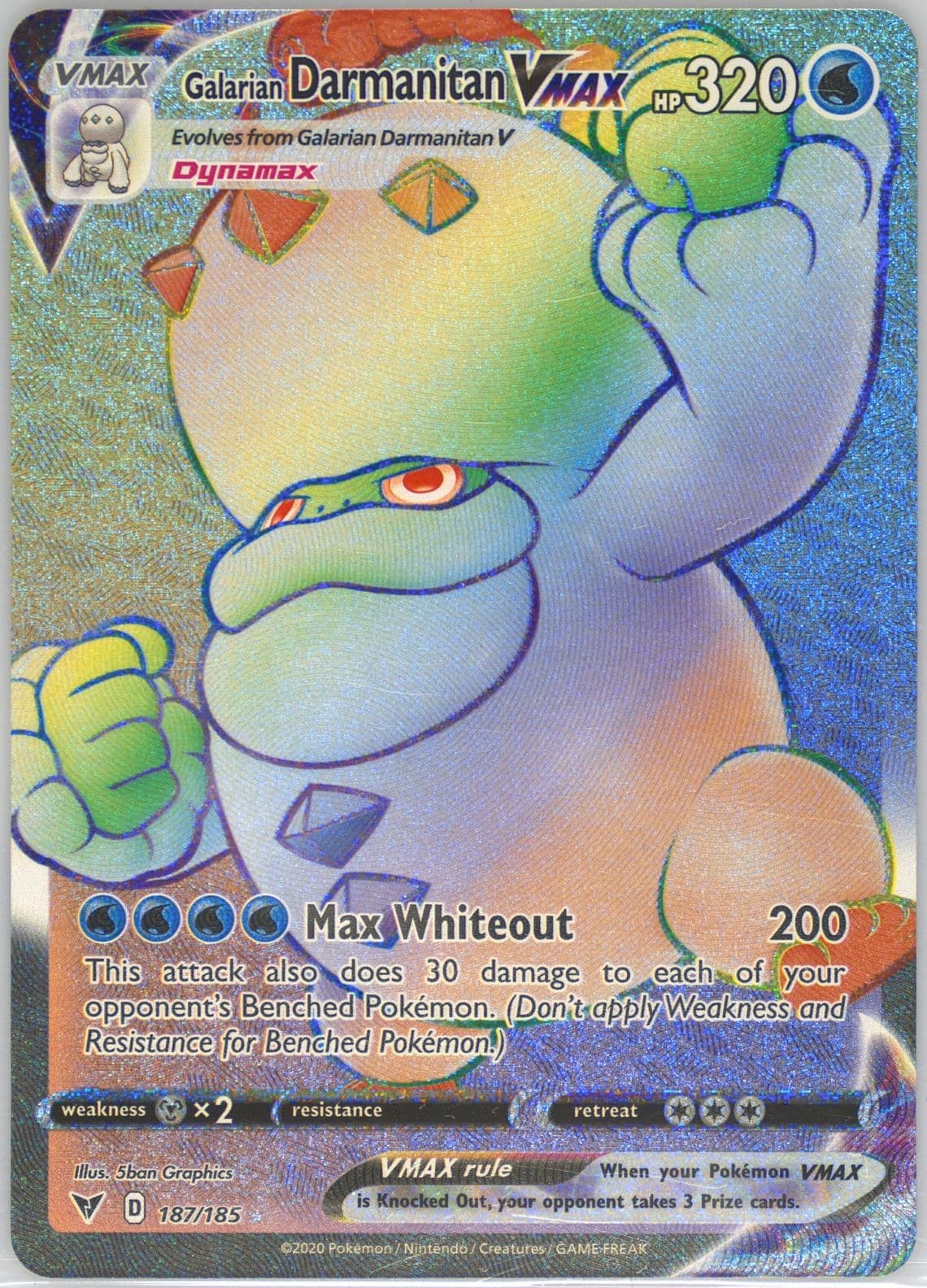 Full Art/Galarian Darmanitan Vmax Secret (187) 2020 Pokemon Sword & Shield Vivid Voltage