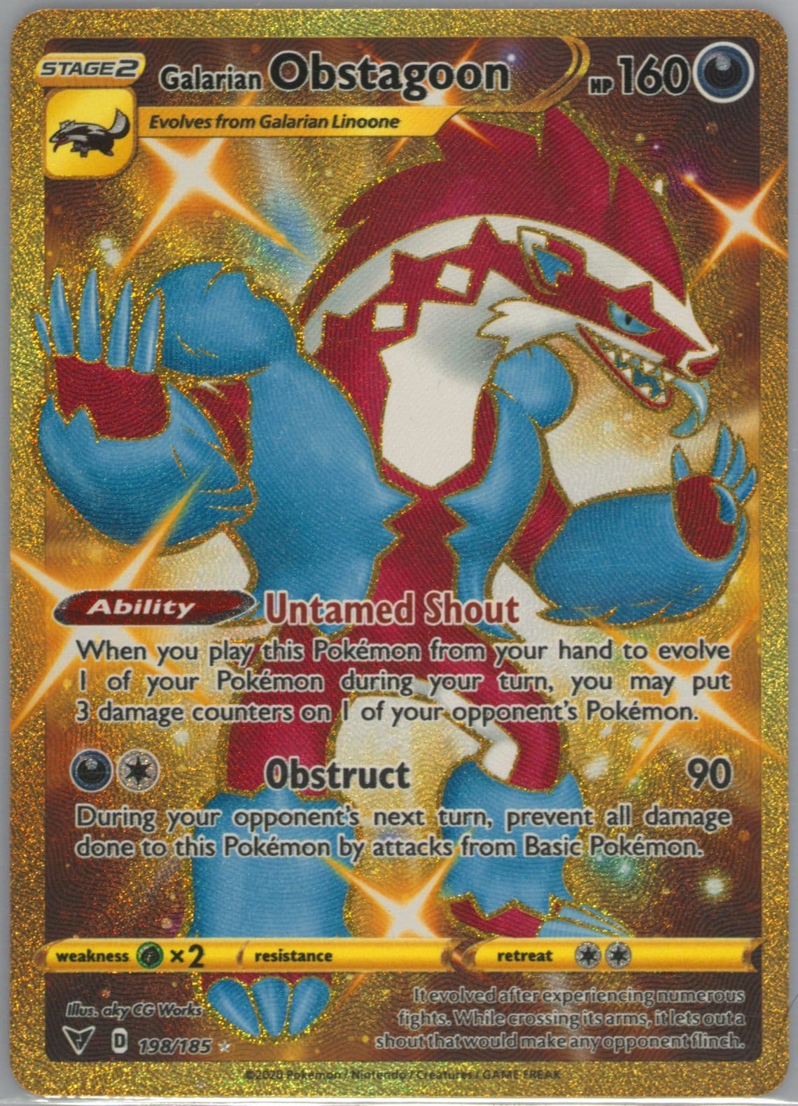 Full Art/Galarian Obstagoon Secret (198) 2020 Pokemon Sword & Shield Vivid Voltage