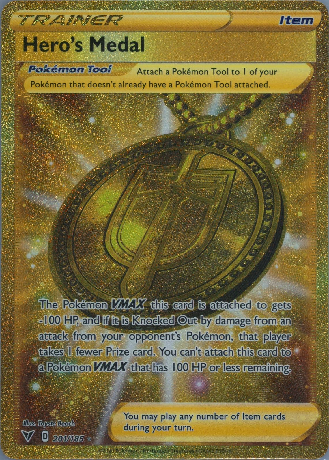 Full Art/Hero's Medal Secret (201) 2020 Pokemon Sword & Shield Vivid Voltage