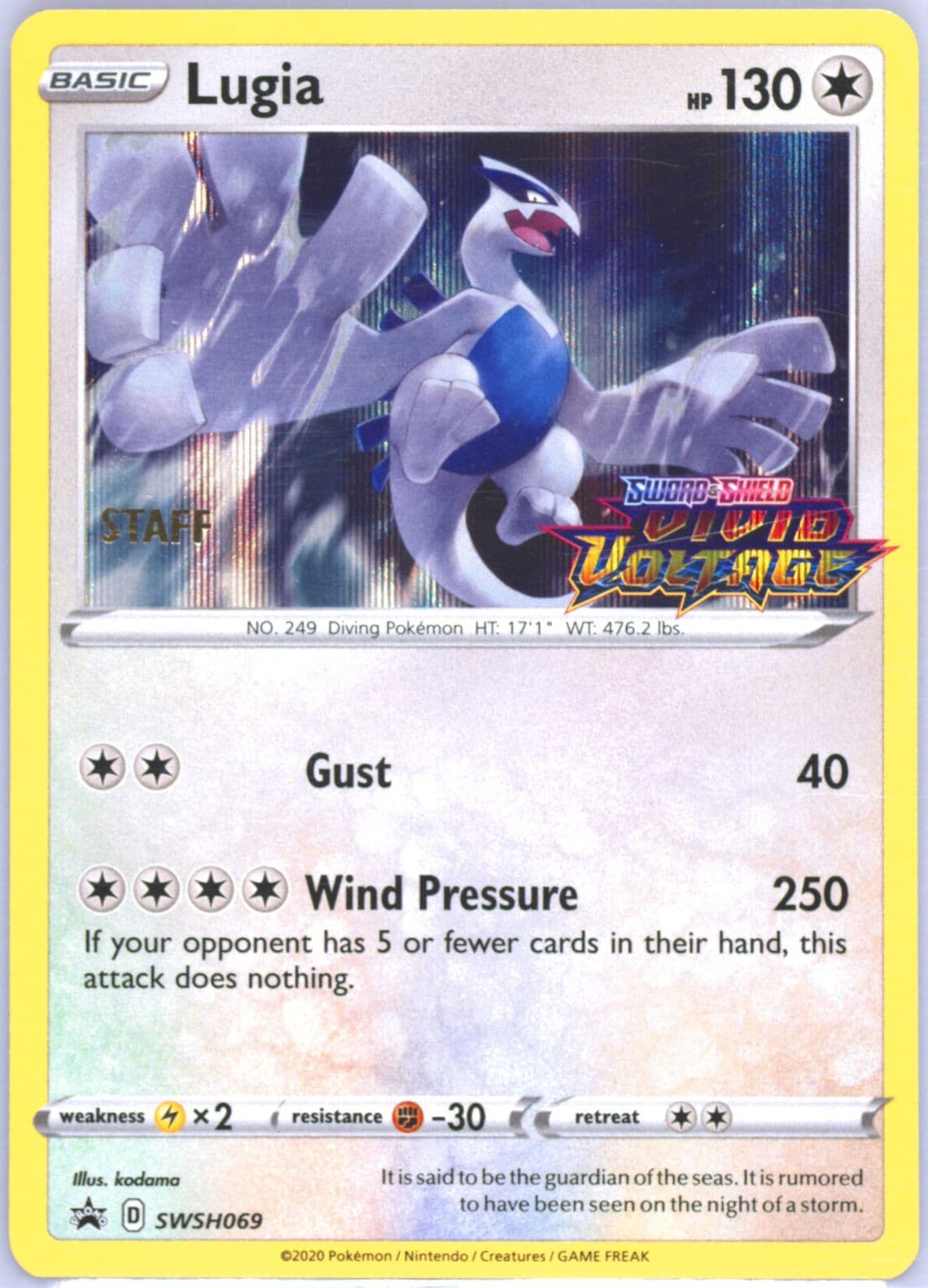 Lugia-Holo Prerelease-Staff (069) 2020 Pokemon Swsh Black Star Promo
