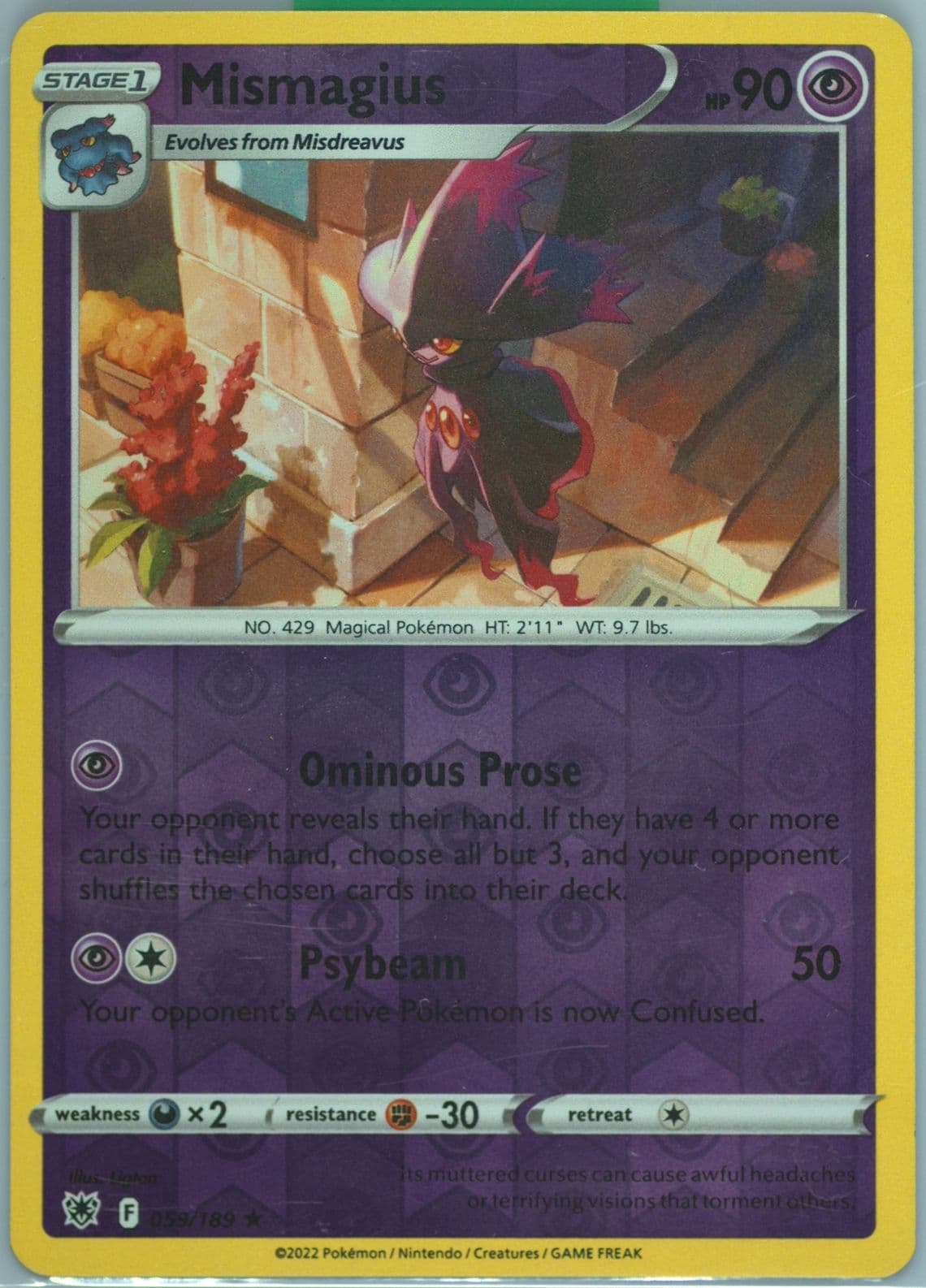 Mismagius-Reverse Foil (059) 2022 Pokemon Sword & Shield Astral Radiance