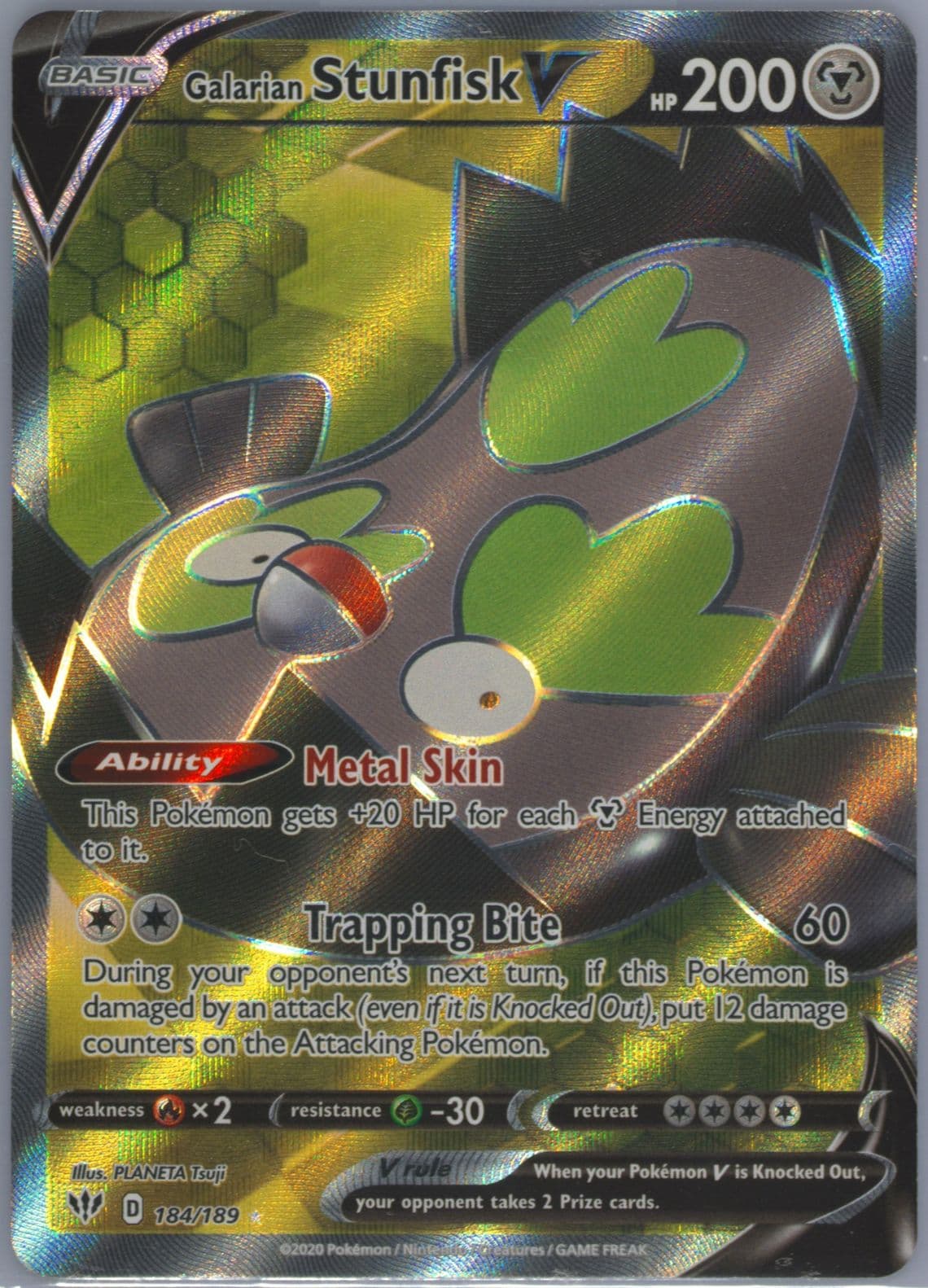 Full Art/Galarian Stunfisk V (184) 2020 Pokemon Sword & Shield Darkness Ablaze