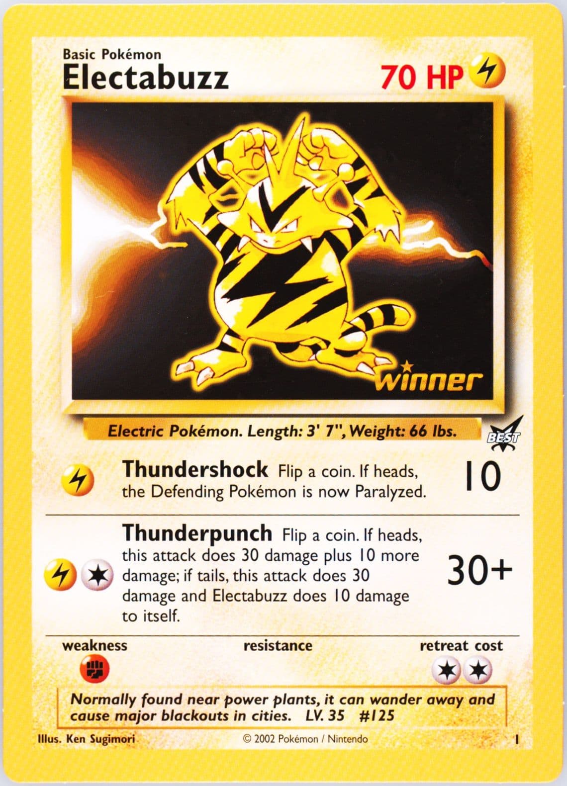 Electabuzz Winner-Jumbo (1) 2003 Pokemon Best of Game Promo