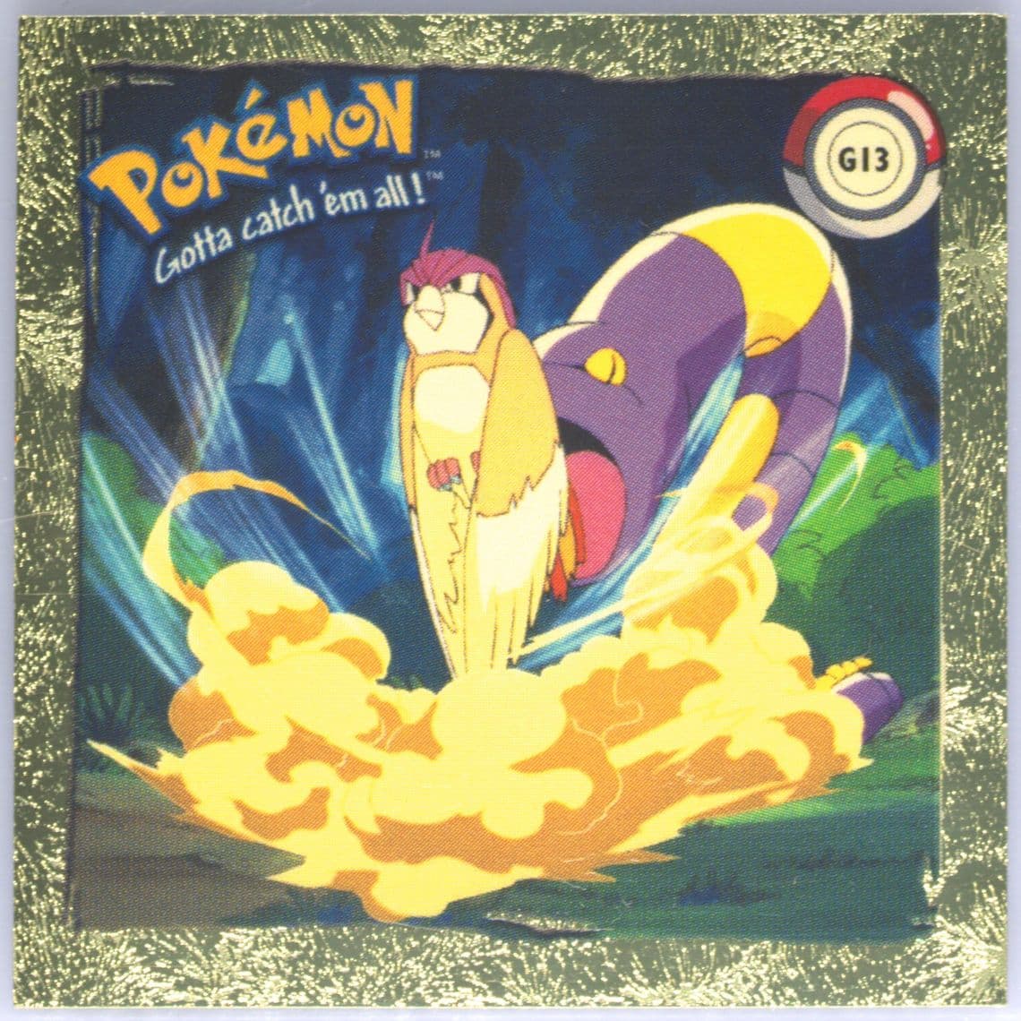 Ekans (G13) 1999 Pokemon Stickers Series 1 Rare Gold Stickers