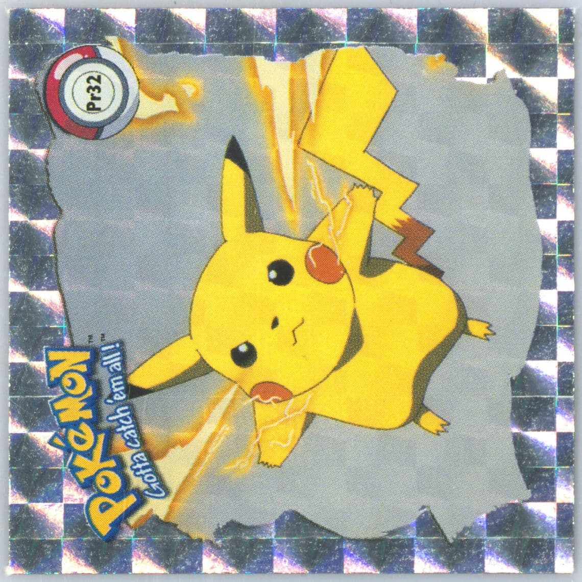 Pikachu (PR32) 1999 Pokemon Stickers Series 1 Bonus Prism Stickers