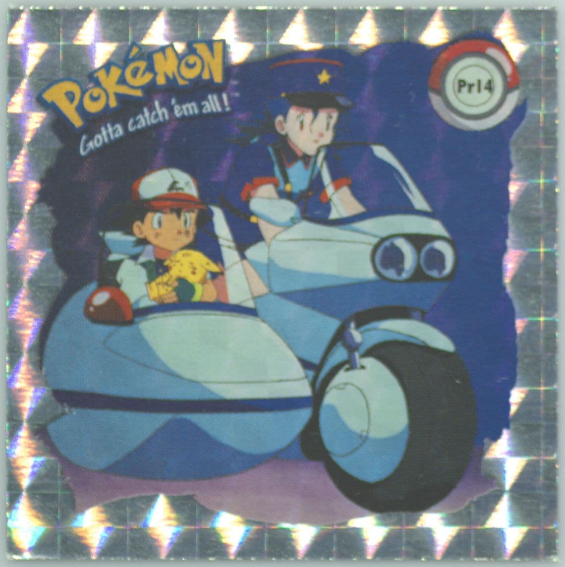Pikachu and Ash (PR14) 1999 Pokemon Stickers Series 1 Bonus Prism Stickers