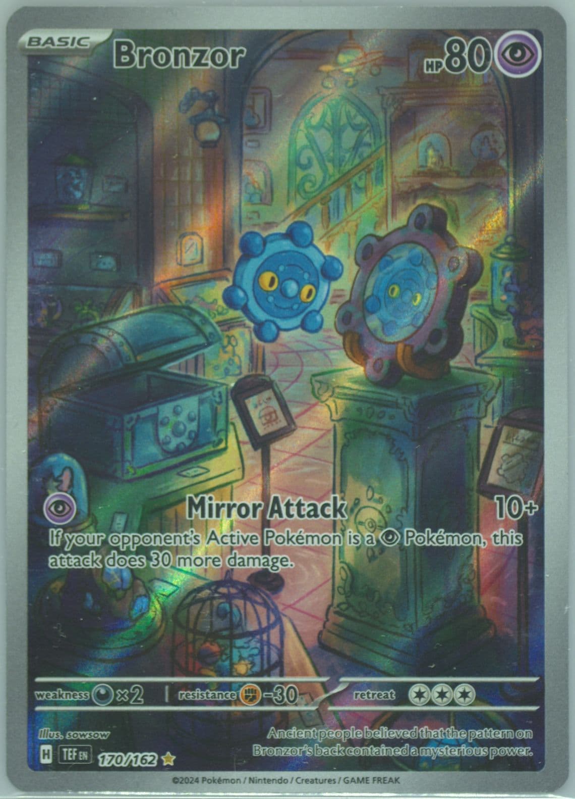Bronzor Illustration Rare (170) 2024 Pokemon Tef EN-Temporal Forces