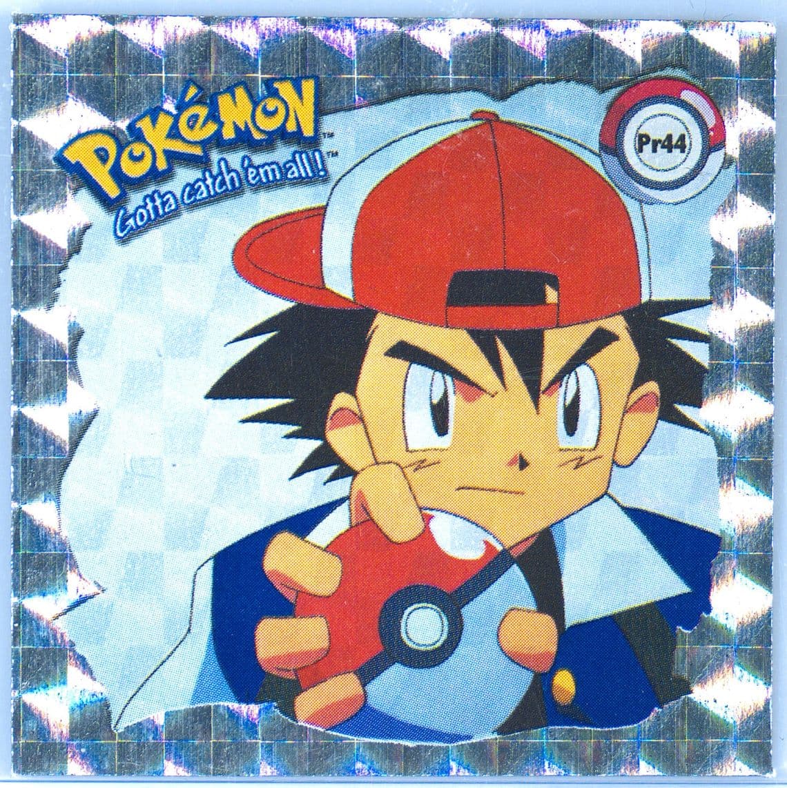 Ash (PR44) 1999 Pokemon Stickers Series 1 Bonus Prism Stickers
