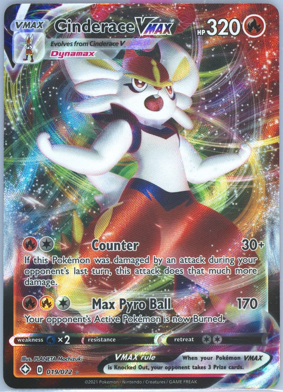 Full Art/Cinderace Vmax (019) 2021 Pokemon Sword & Shield Shining Fates