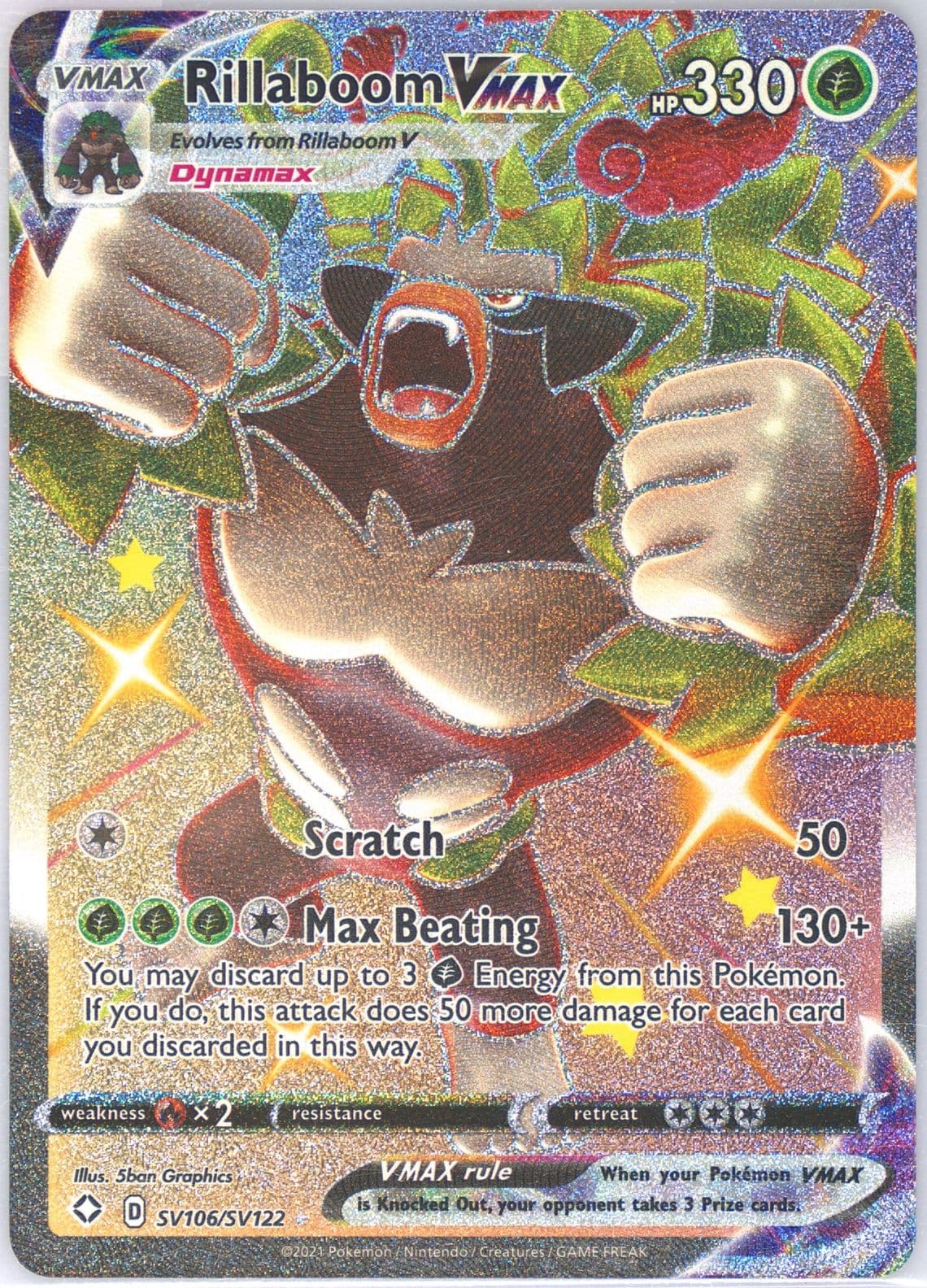 Full Art/Rillaboom Vmax (SV106) 2021 Pokemon Sword & Shield Shining Fates