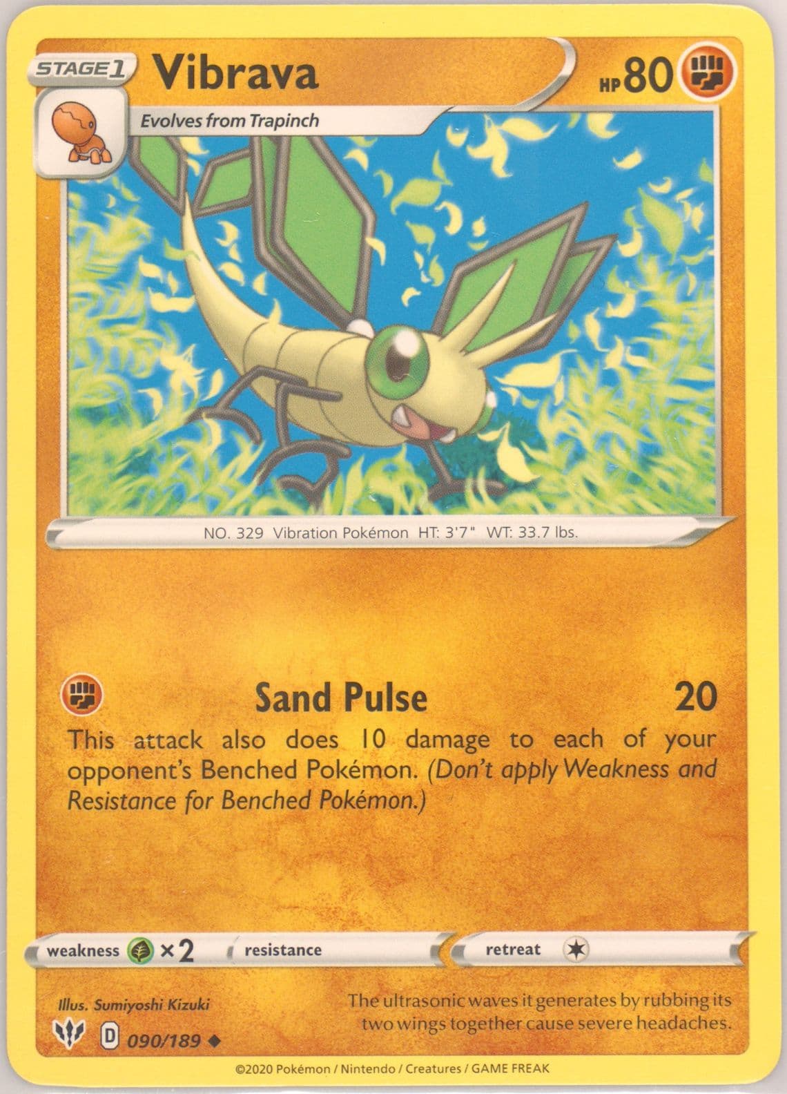 Vibrava (090) 2020 Pokemon Sword & Shield Darkness Ablaze