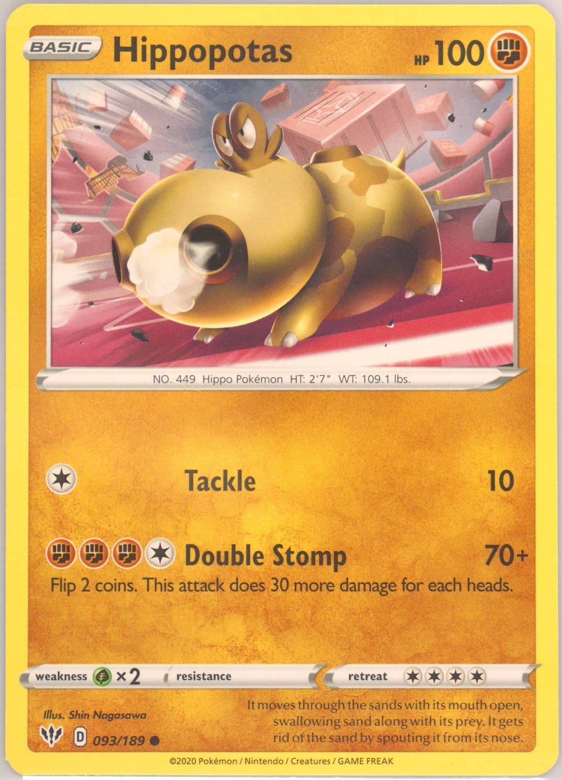 Hippopotas (093) 2020 Pokemon Sword & Shield Darkness Ablaze