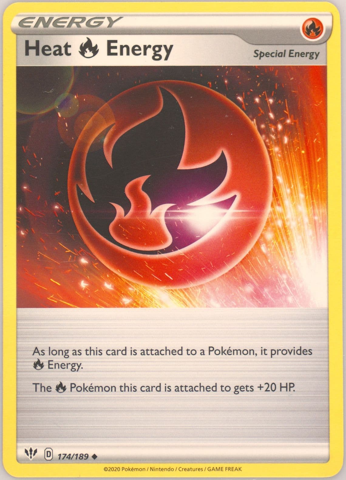 Heat Fire Energy (174) 2020 Pokemon Sword & Shield Darkness Ablaze