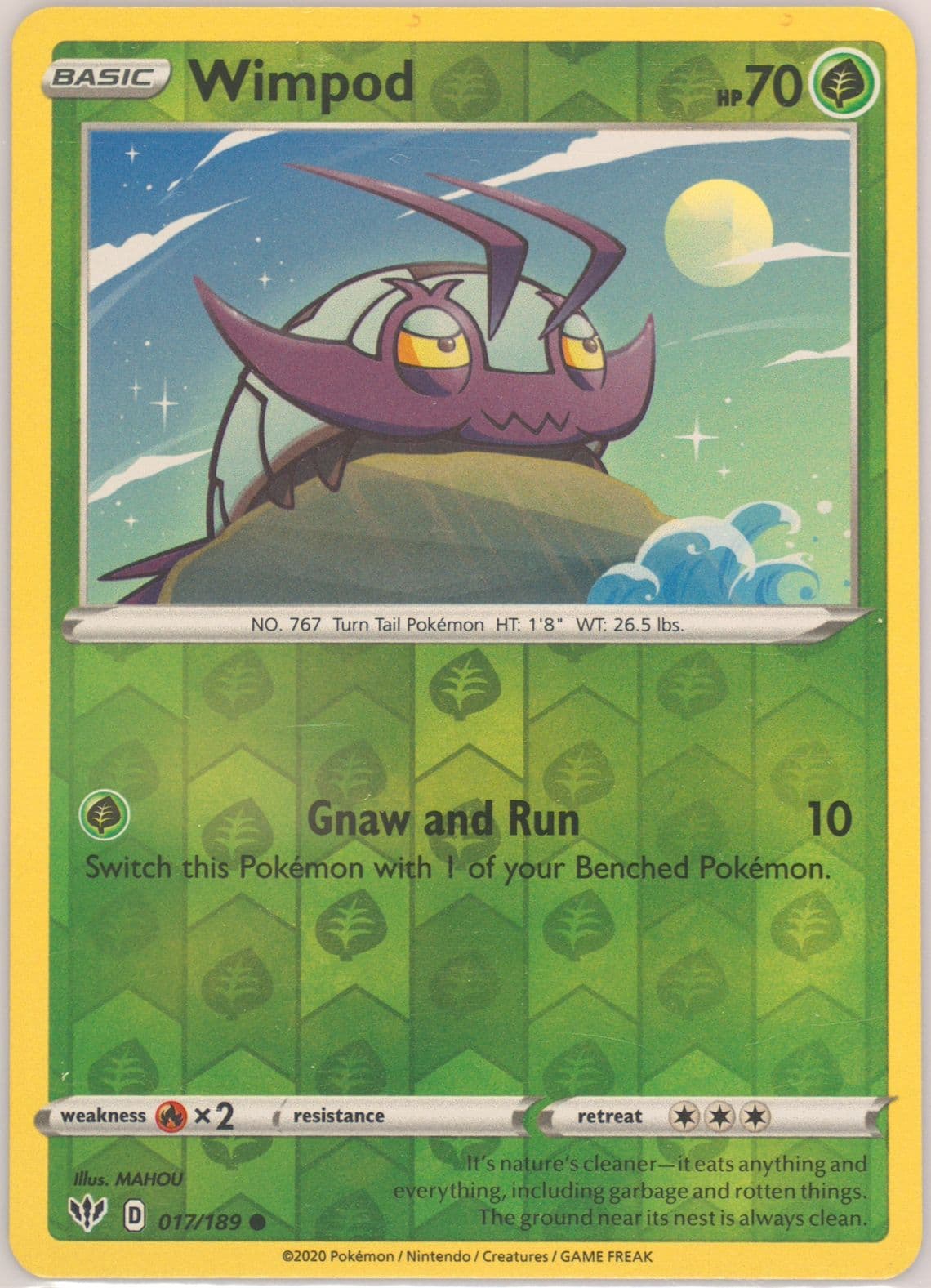 Wimpod-Reverse Foil (017) 2020 Pokemon Sword & Shield Darkness Ablaze