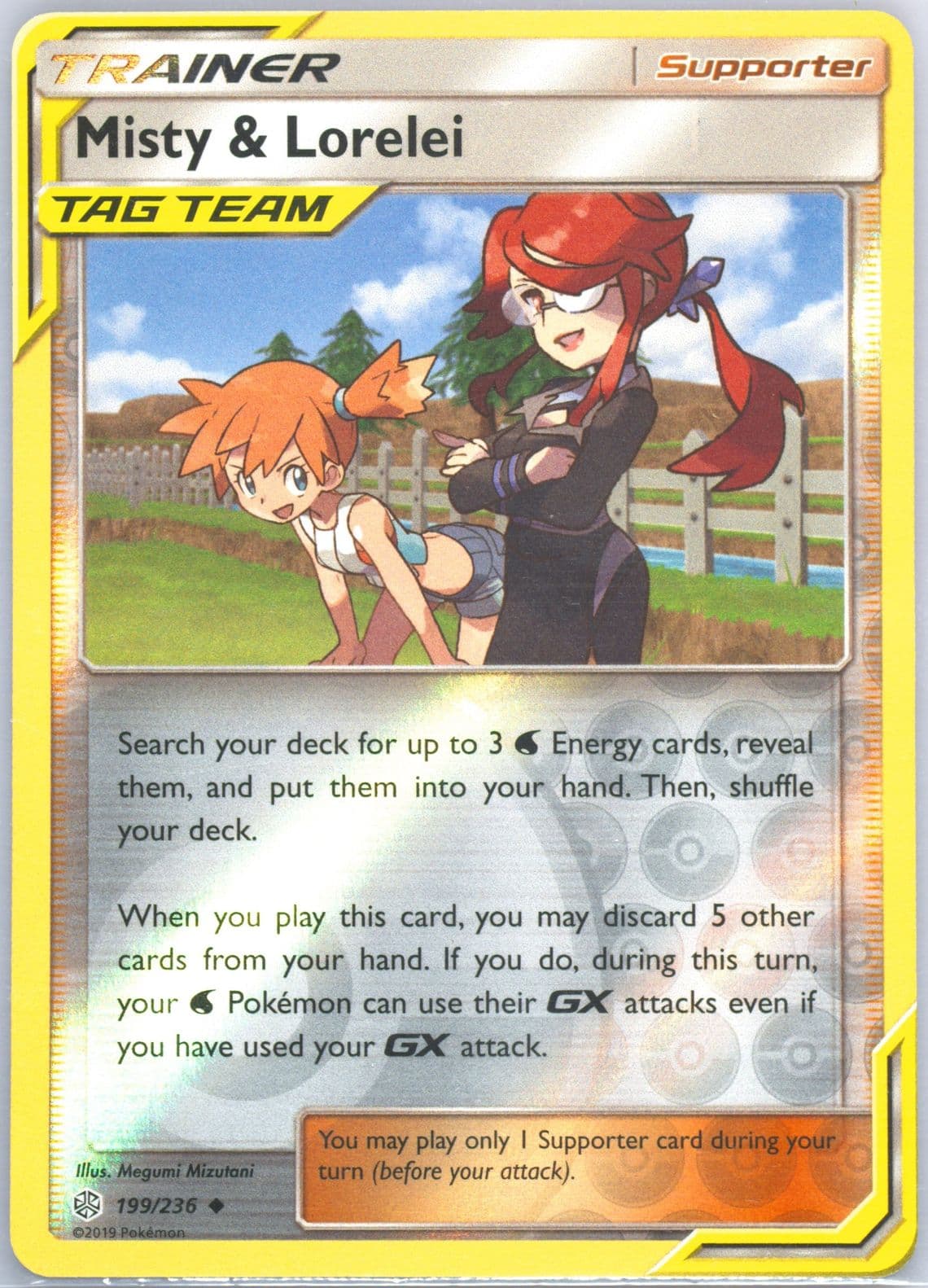 Misty & Lorelei-Reverse Foil (199) 2019 Pokemon Sun & Moon Cosmic Eclipse
