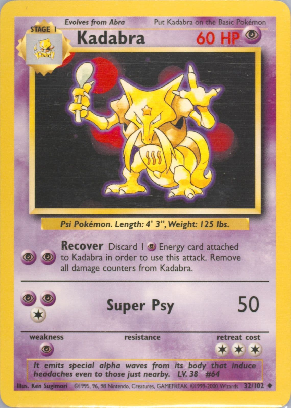 Kadabra Base Set 1999-2000 (32) 1999 Pokemon Game