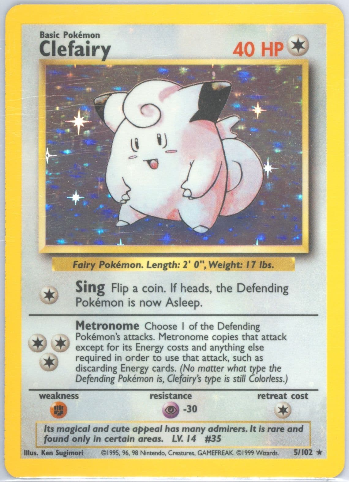 Clefairy-Holo Base Set 1999-2000 (5) 1999 Pokemon Game