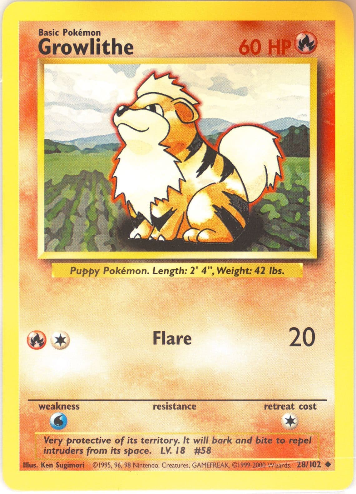 Growlithe Base Set 1999-2000 (28) 1999 Pokemon Game