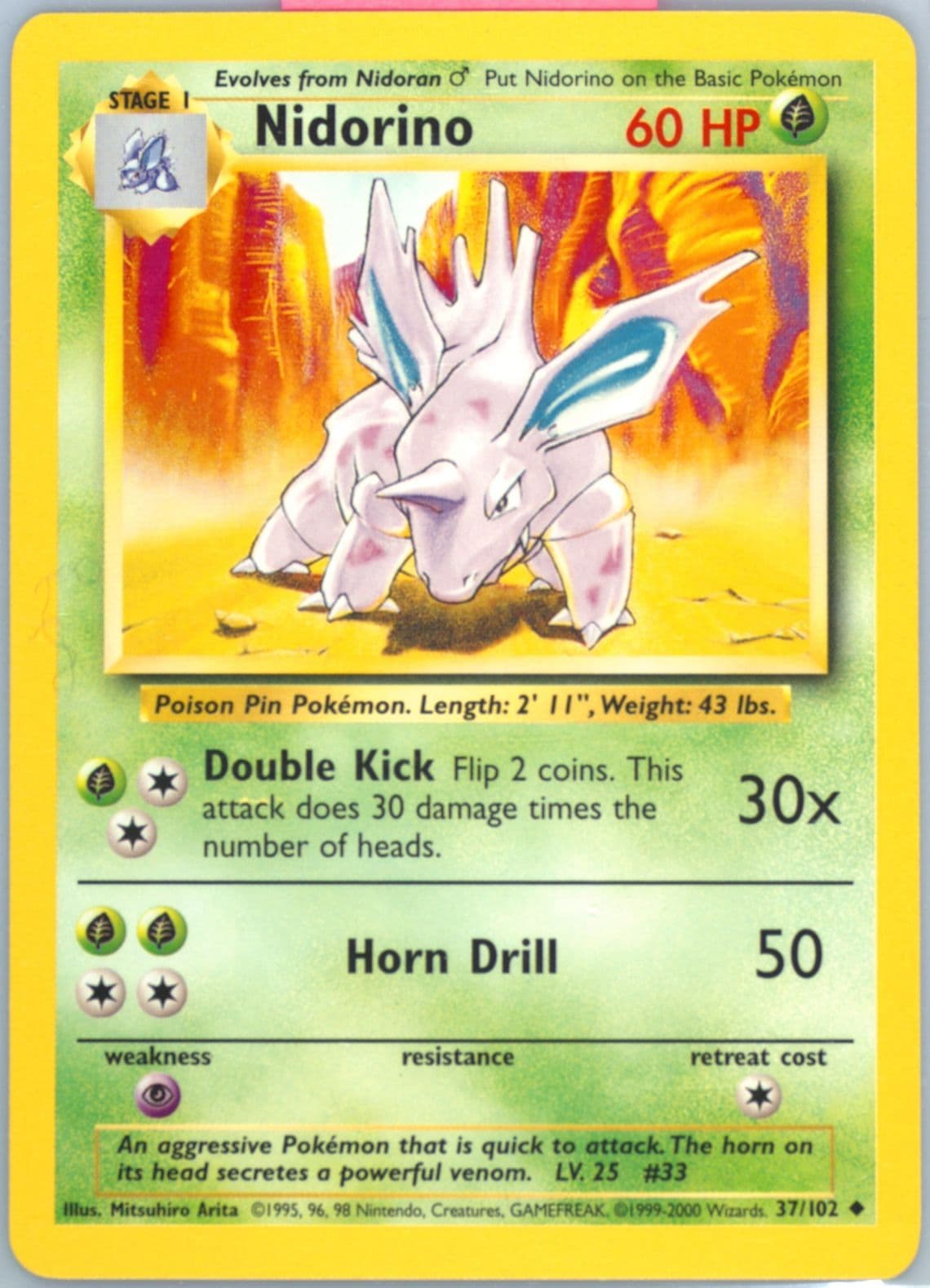 Nidorino Base Set 1999-2000 (37) 1999 Pokemon Game