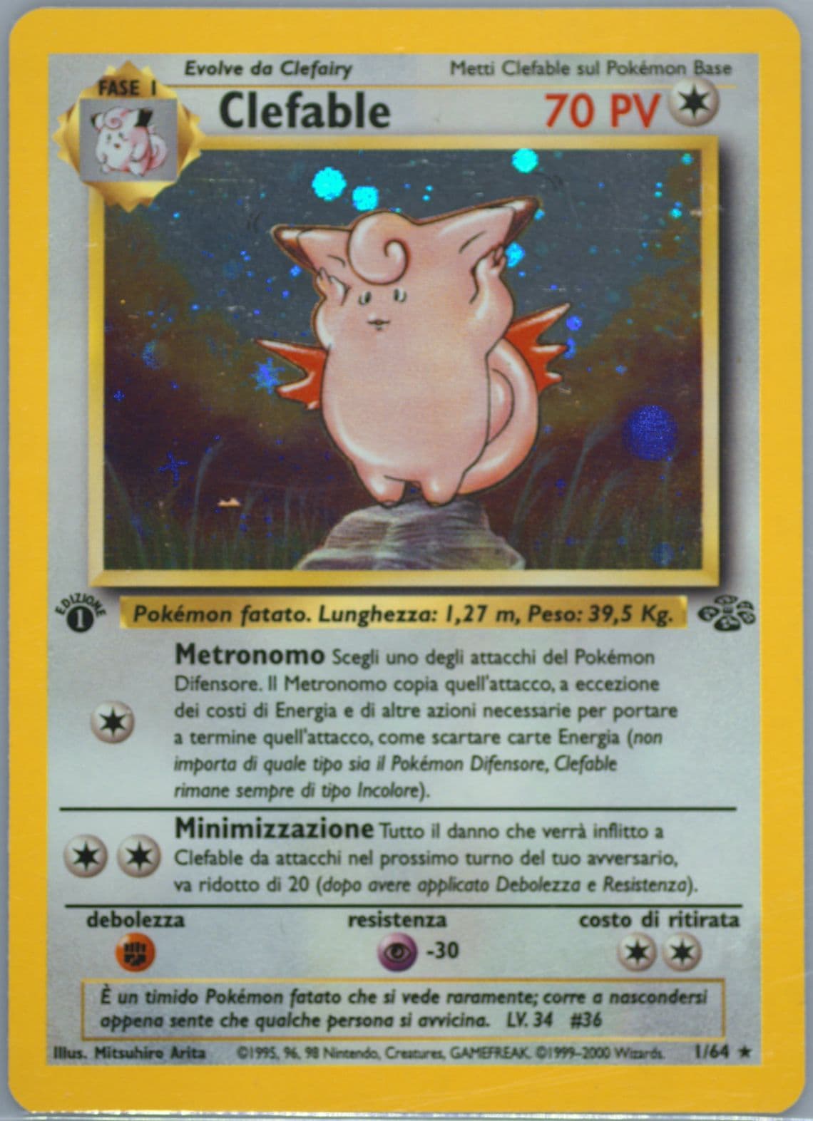 Clefable-Holo 1st Edition (1) 2000 Pokemon Italian Jungle