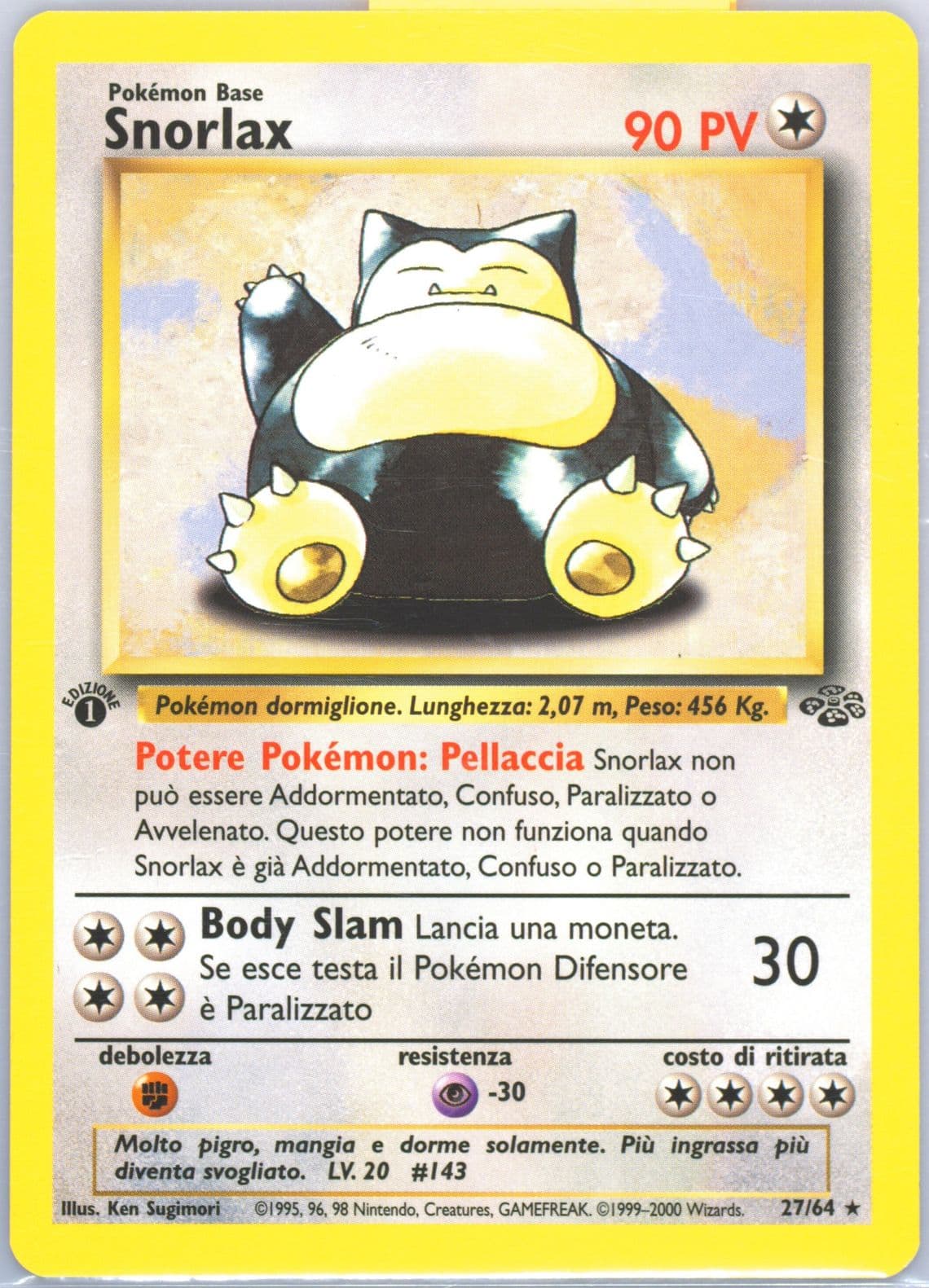 Snorlax 1st Edition (27) 2000 Pokemon Italian Jungle