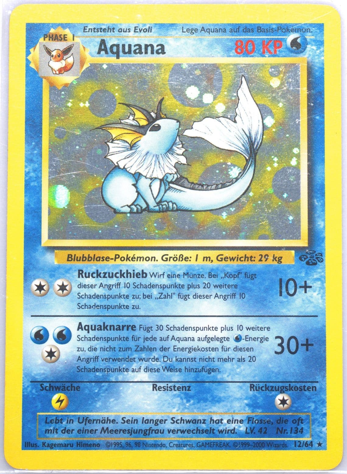 Aquana-Holo (12) 2000 Pokemon German Jungle