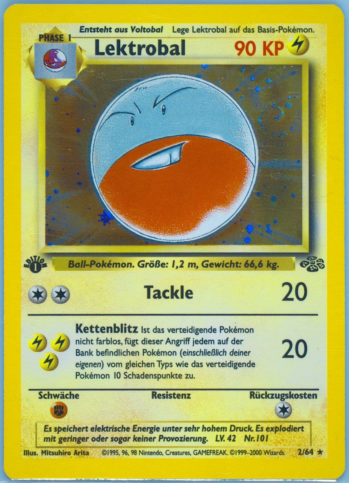 Lektrobal-Holo 1st Edition (2) 2000 Pokemon German Jungle