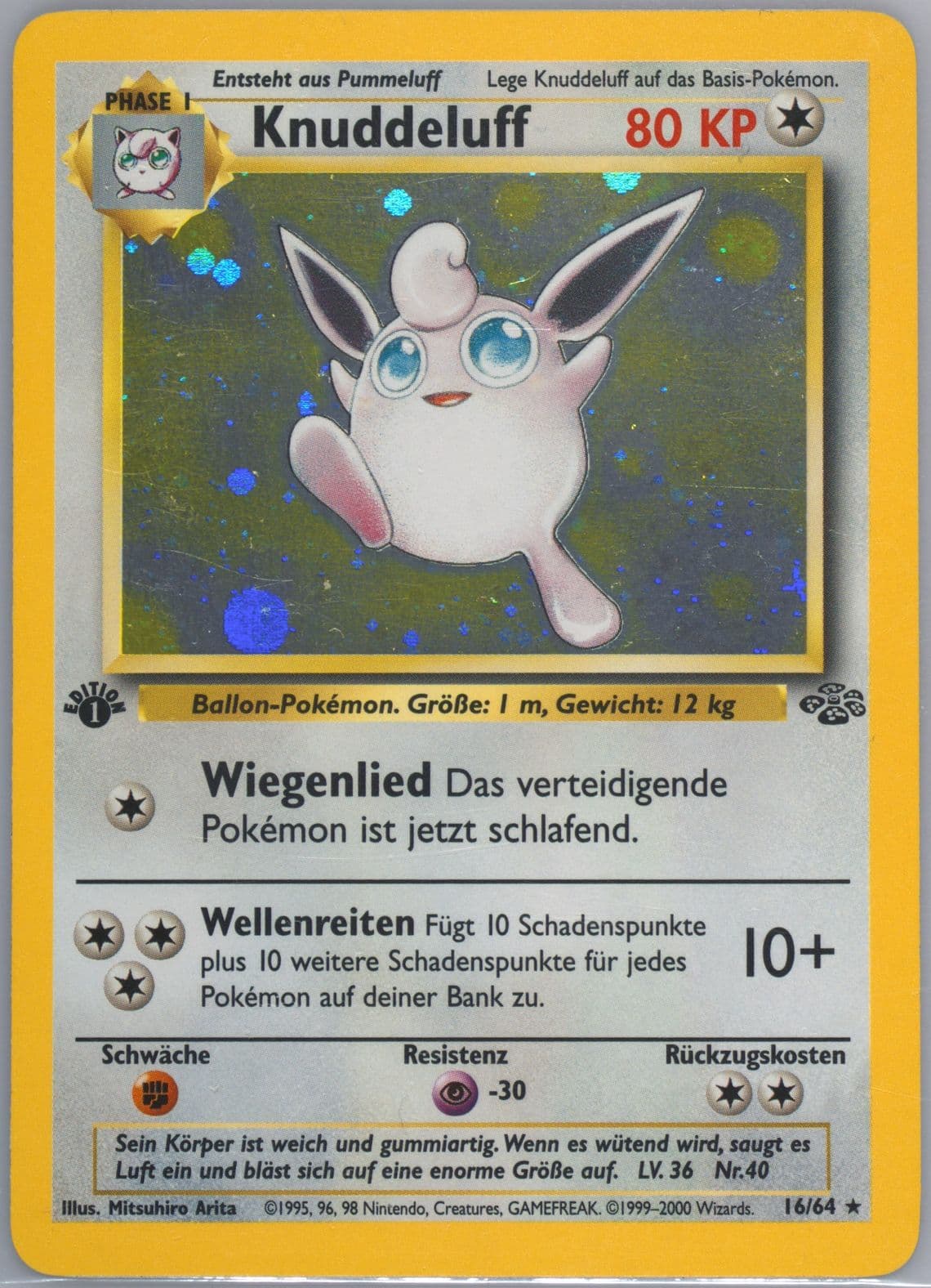 Knuddeluff-Holo 1st Edition (16) 2000 Pokemon German Jungle