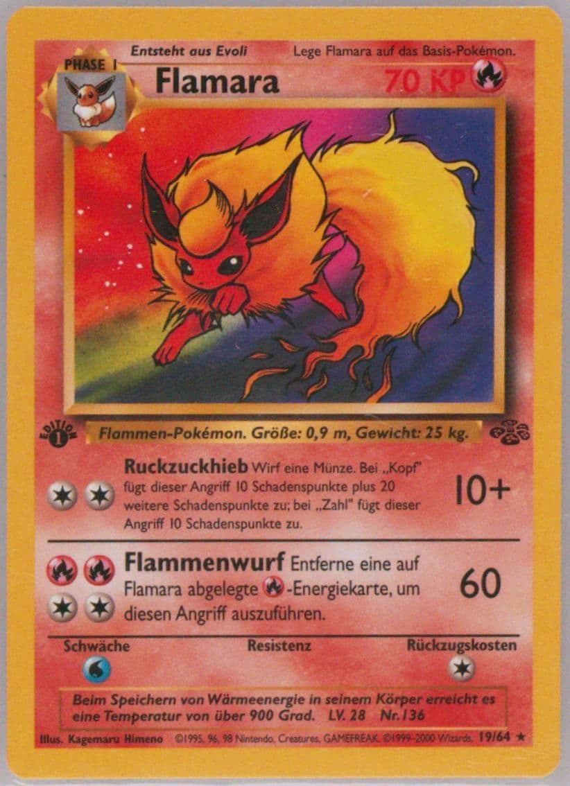 Flamara 1st Edition (19) 2000 Pokemon German Jungle