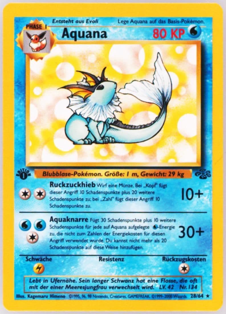 Aquana 1st Edition (28) 2000 Pokemon German Jungle