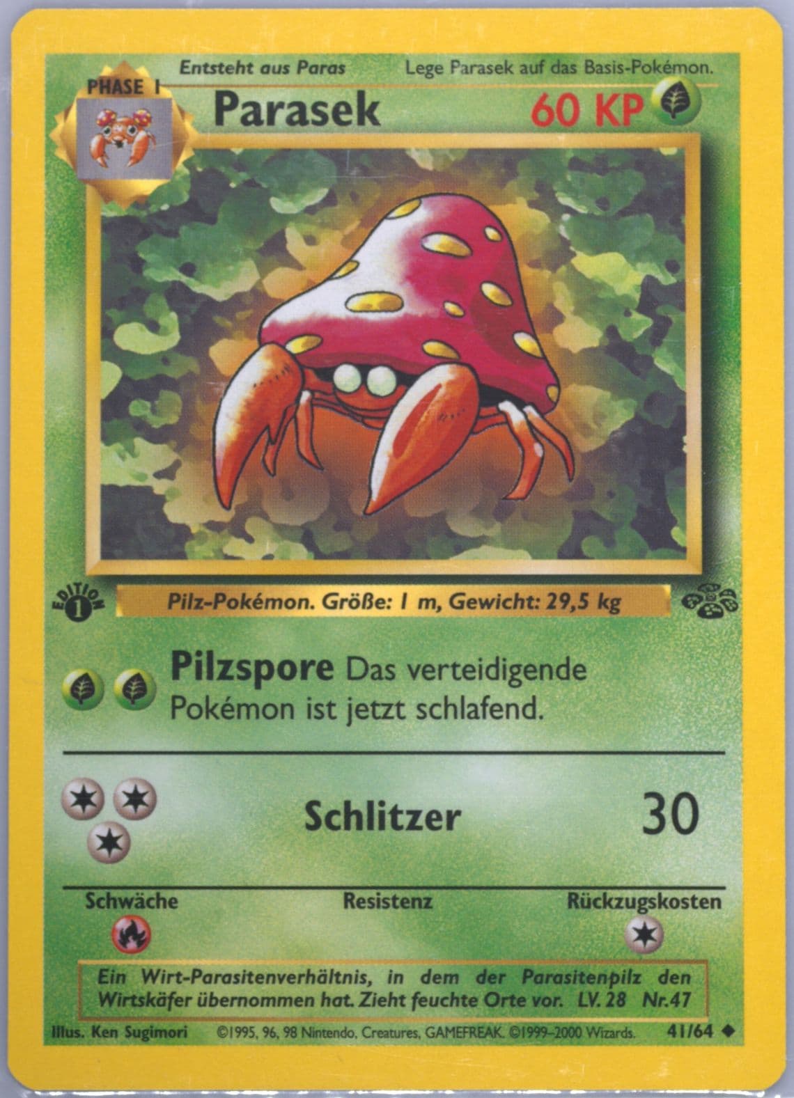 Parasek 1st Edition (41) 2000 Pokemon German Jungle