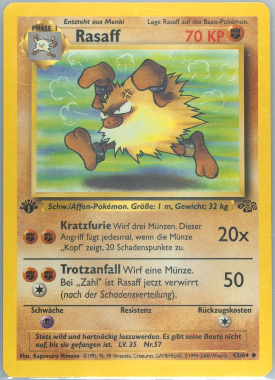 Rasaff 1st Edition (43) 2000 Pokemon German Jungle