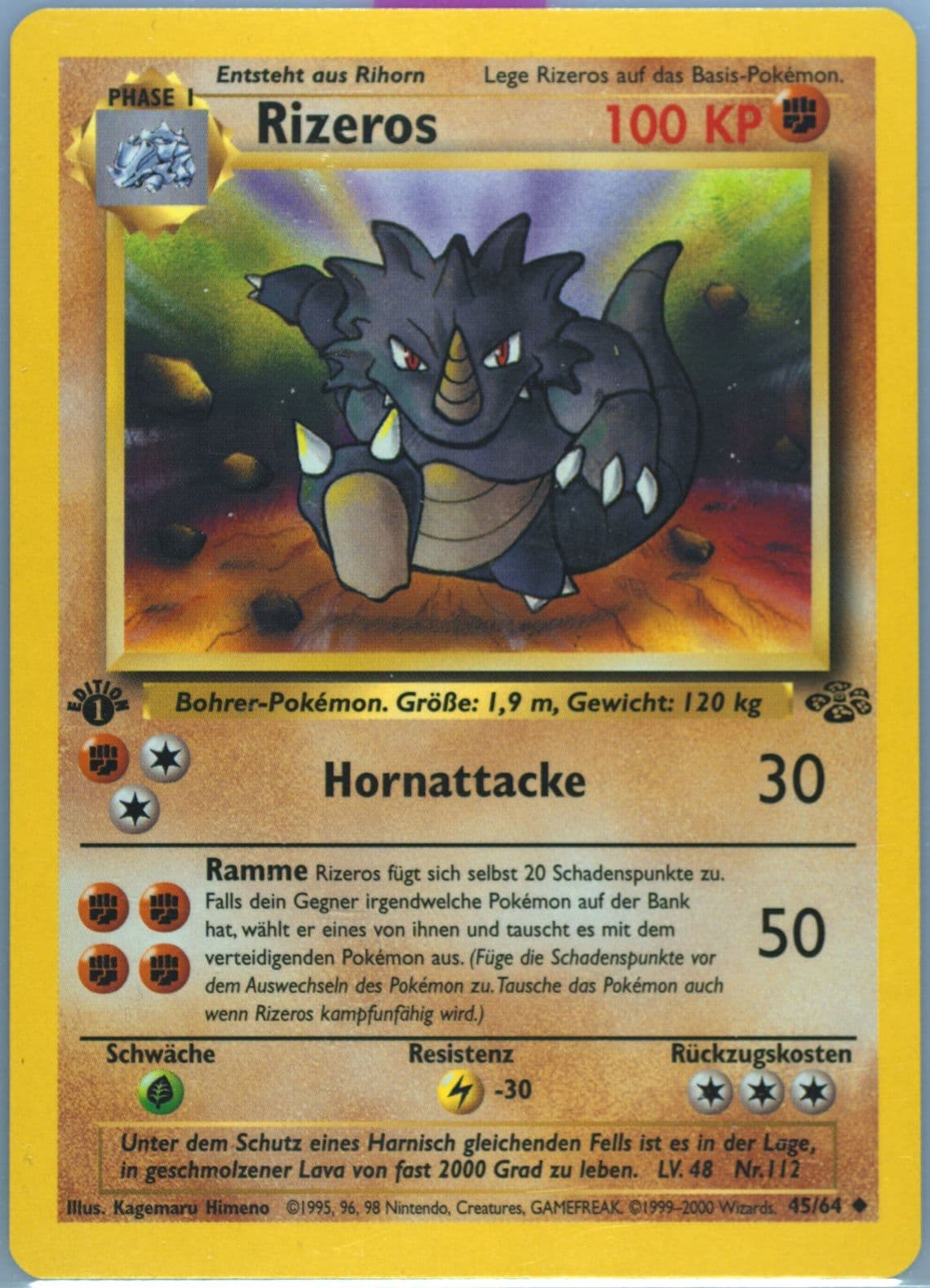 Rizeros 1st Edition (45) 2000 Pokemon German Jungle