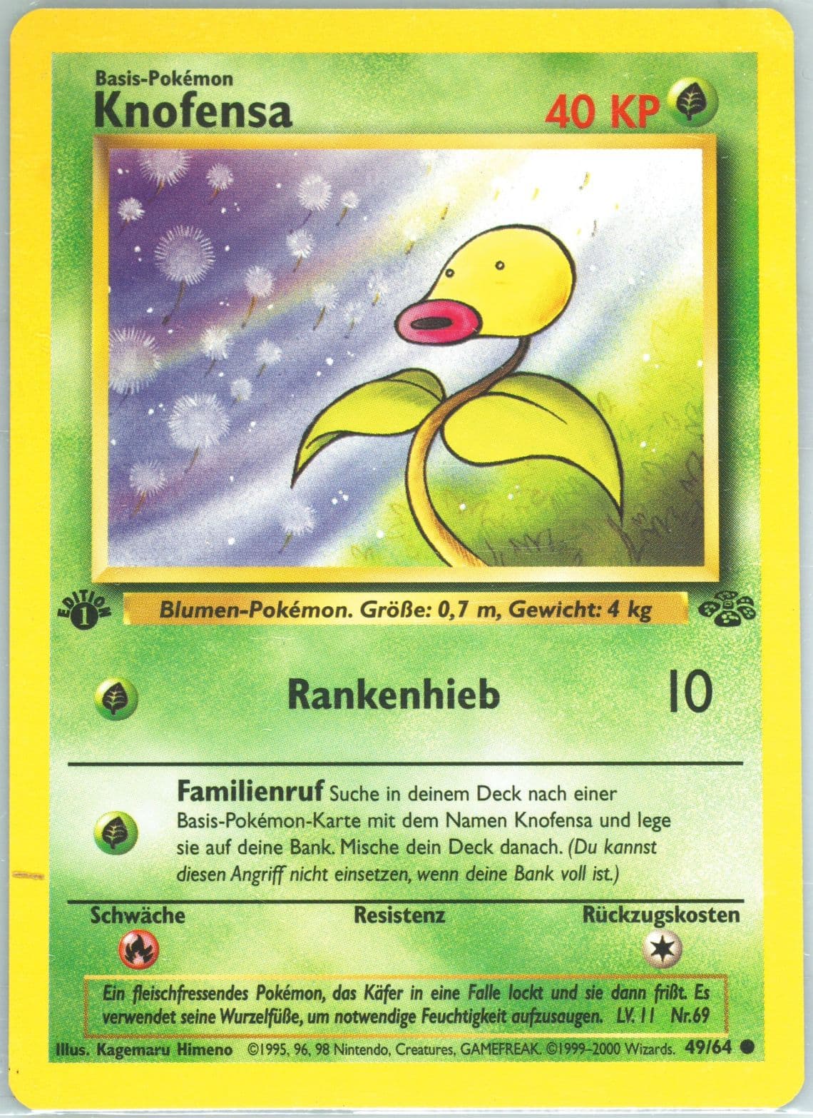 Knofensa 1st Edition (49) 2000 Pokemon German Jungle