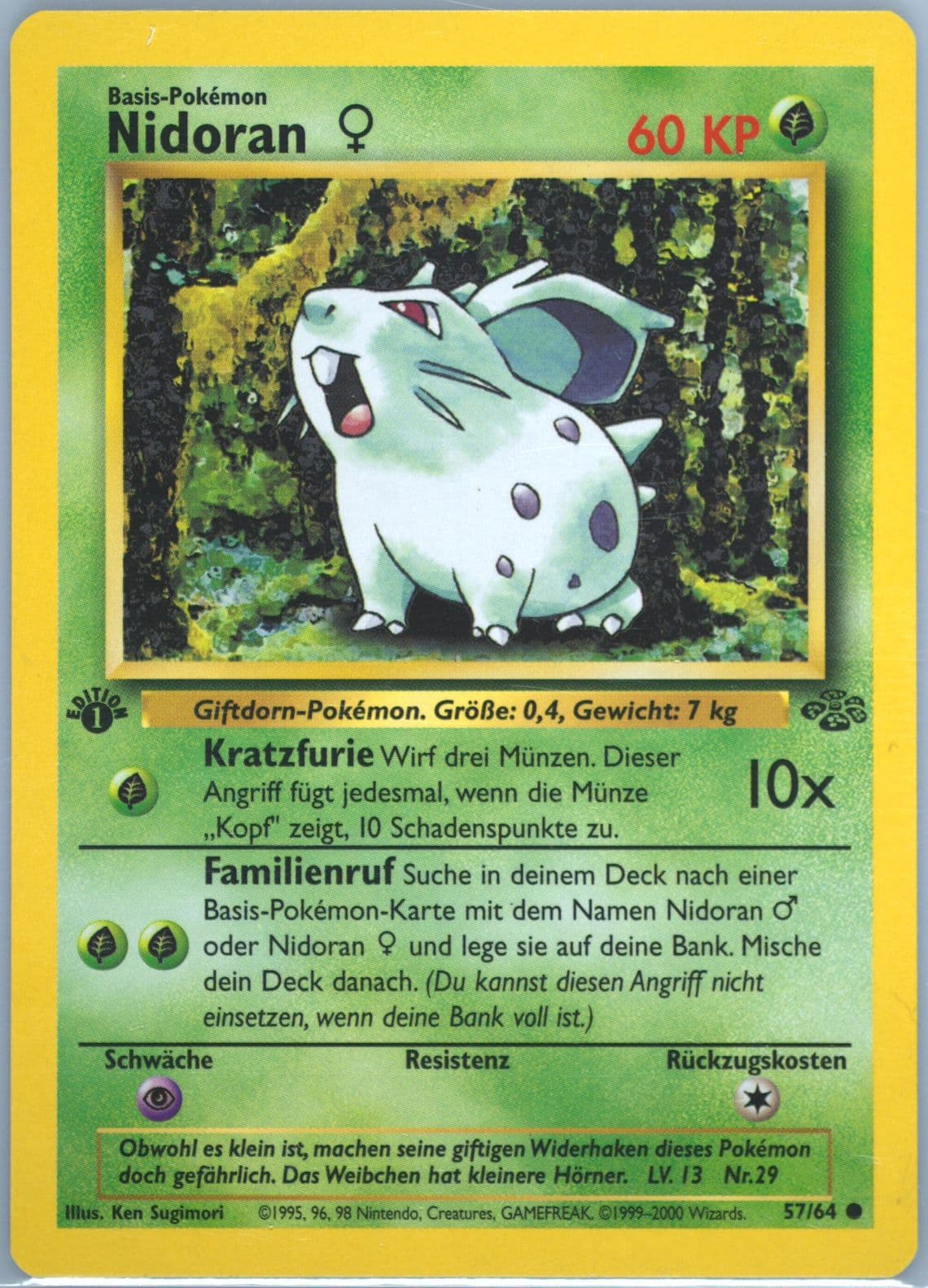 Nidoran 1st Edition (57) 2000 Pokemon German Jungle