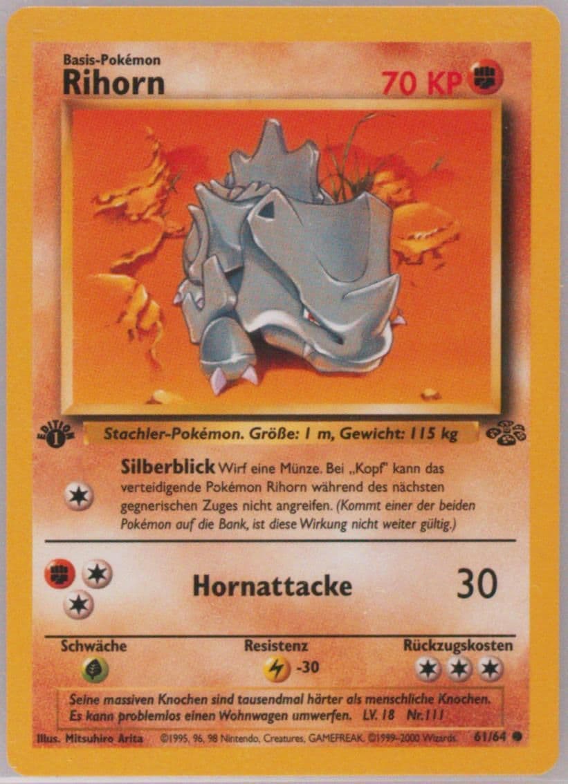 Rihorn 1st Edition (61) 2000 Pokemon German Jungle