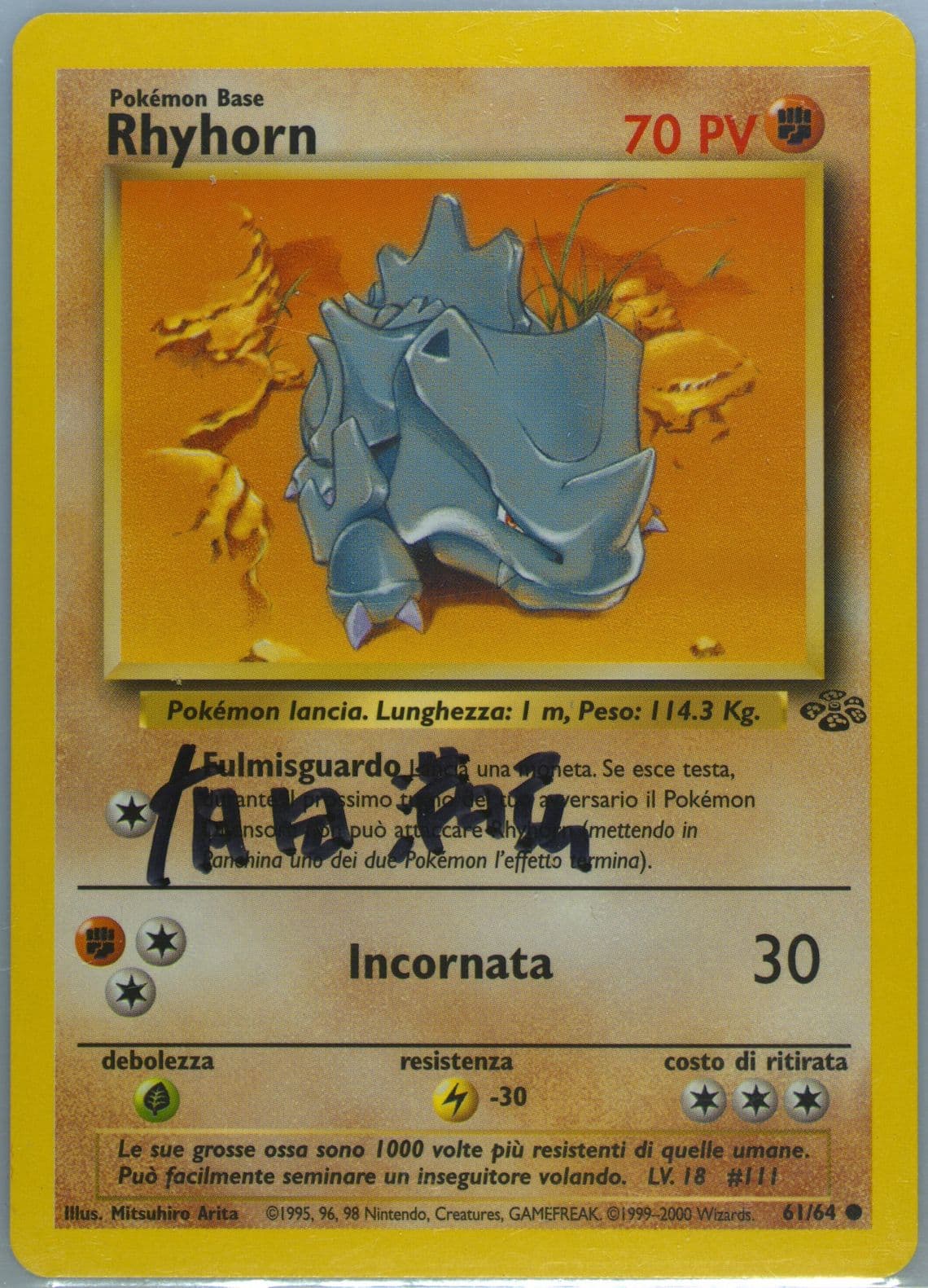 Rhyhorn (61) 2000 Pokemon Italian Jungle