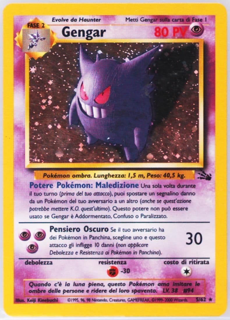 Gengar-Holo (5) 2000 Pokemon Italian Fossil
