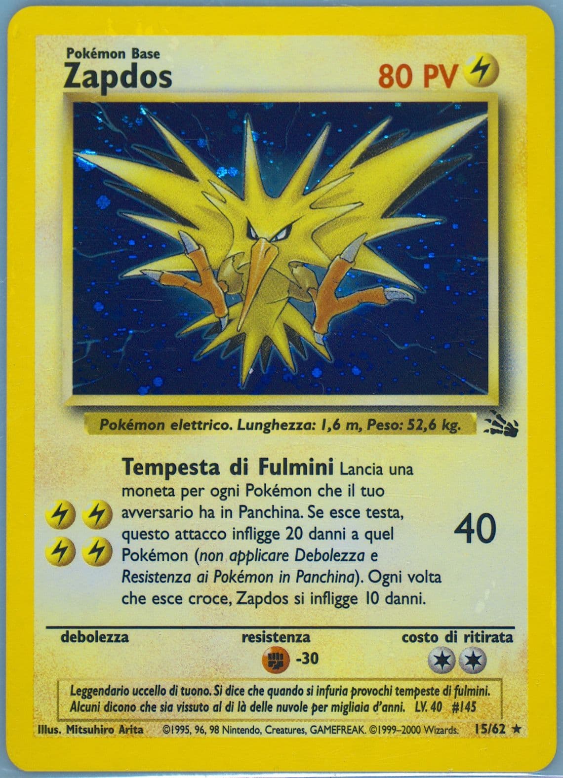 Zapdos-Holo (15) 2000 Pokemon Italian Fossil