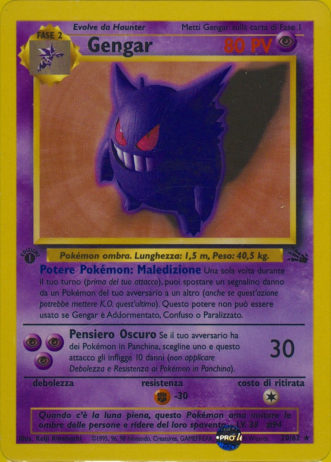 Gengar (20) 2000 Pokemon Italian Fossil