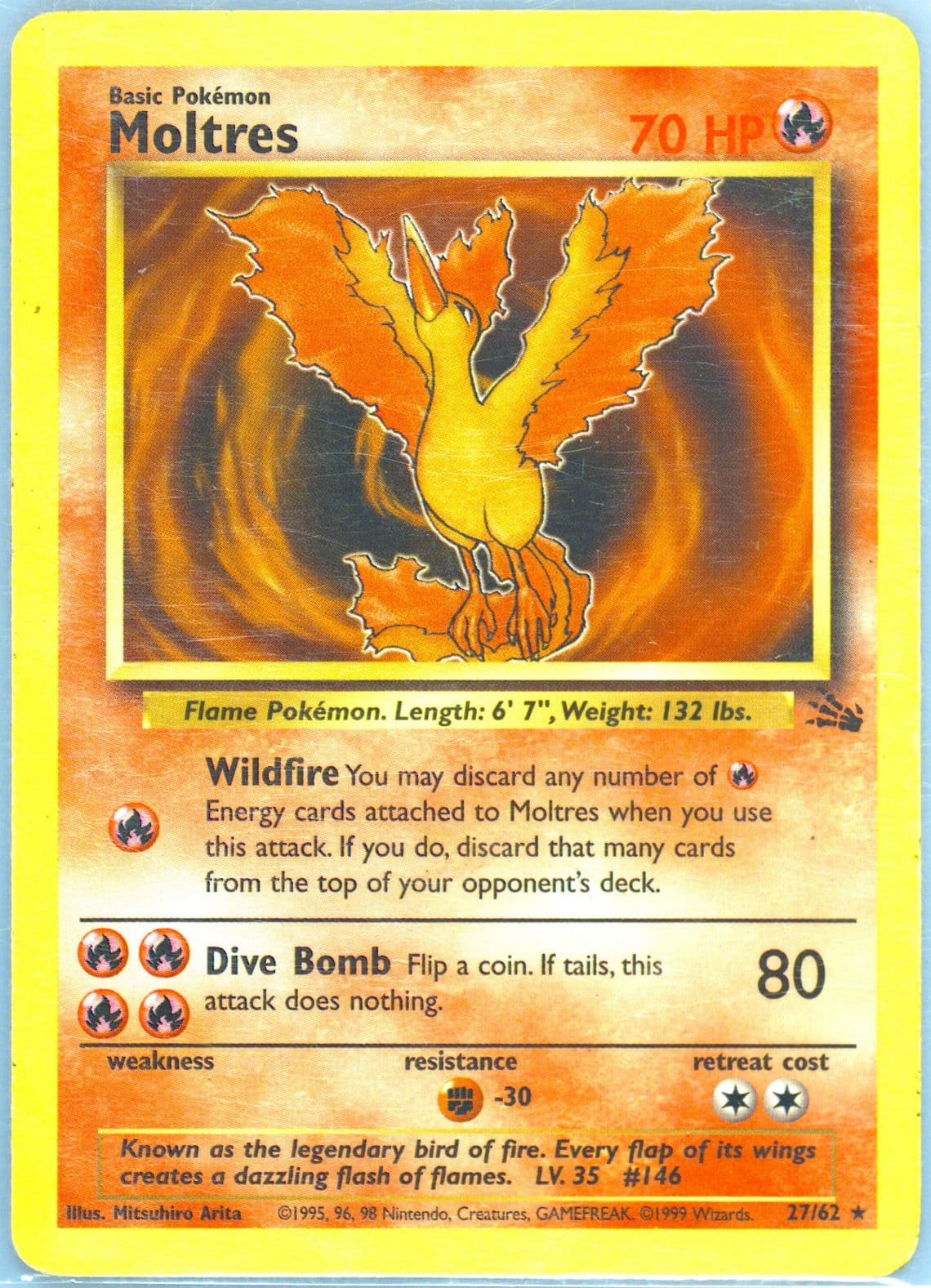 Moltres (27) 2000 Pokemon Italian Fossil