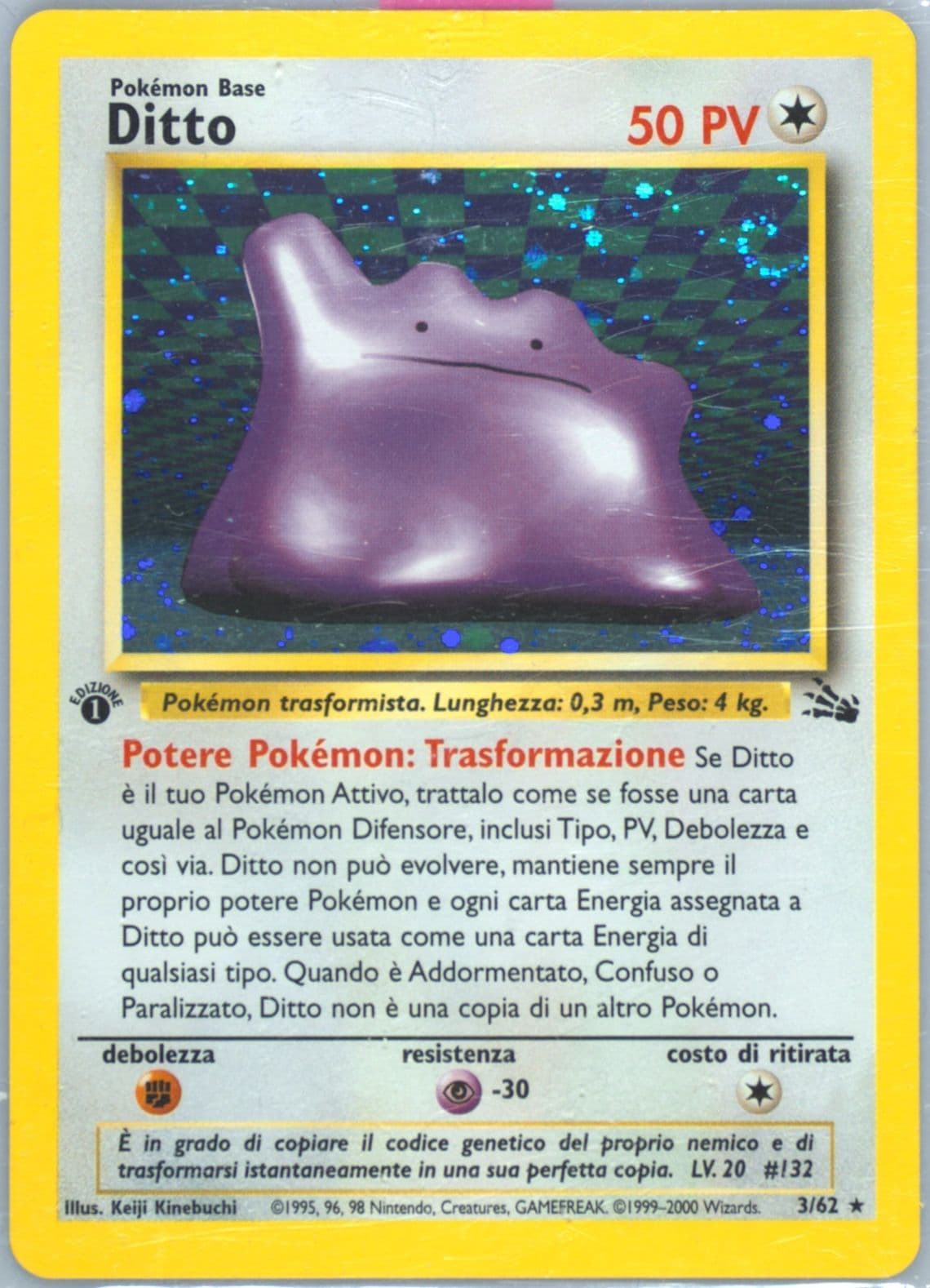 Ditto-Holo 1st Edition (3) 2000 Pokemon Italian Fossil