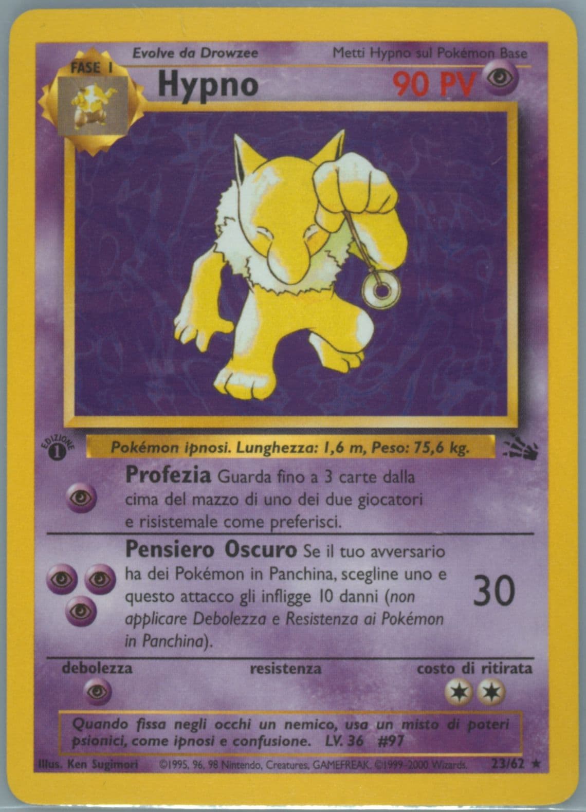 Hypno 1st Edition (23) 2000 Pokemon Italian Fossil