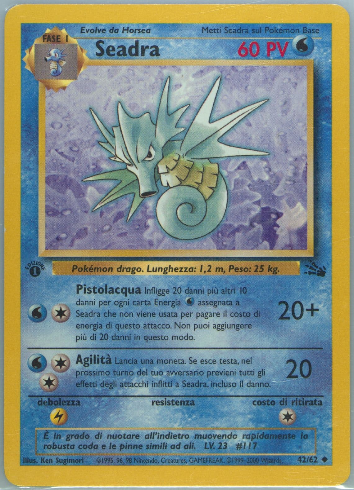 Seadra 1st Edition (42) 2000 Pokemon Italian Fossil